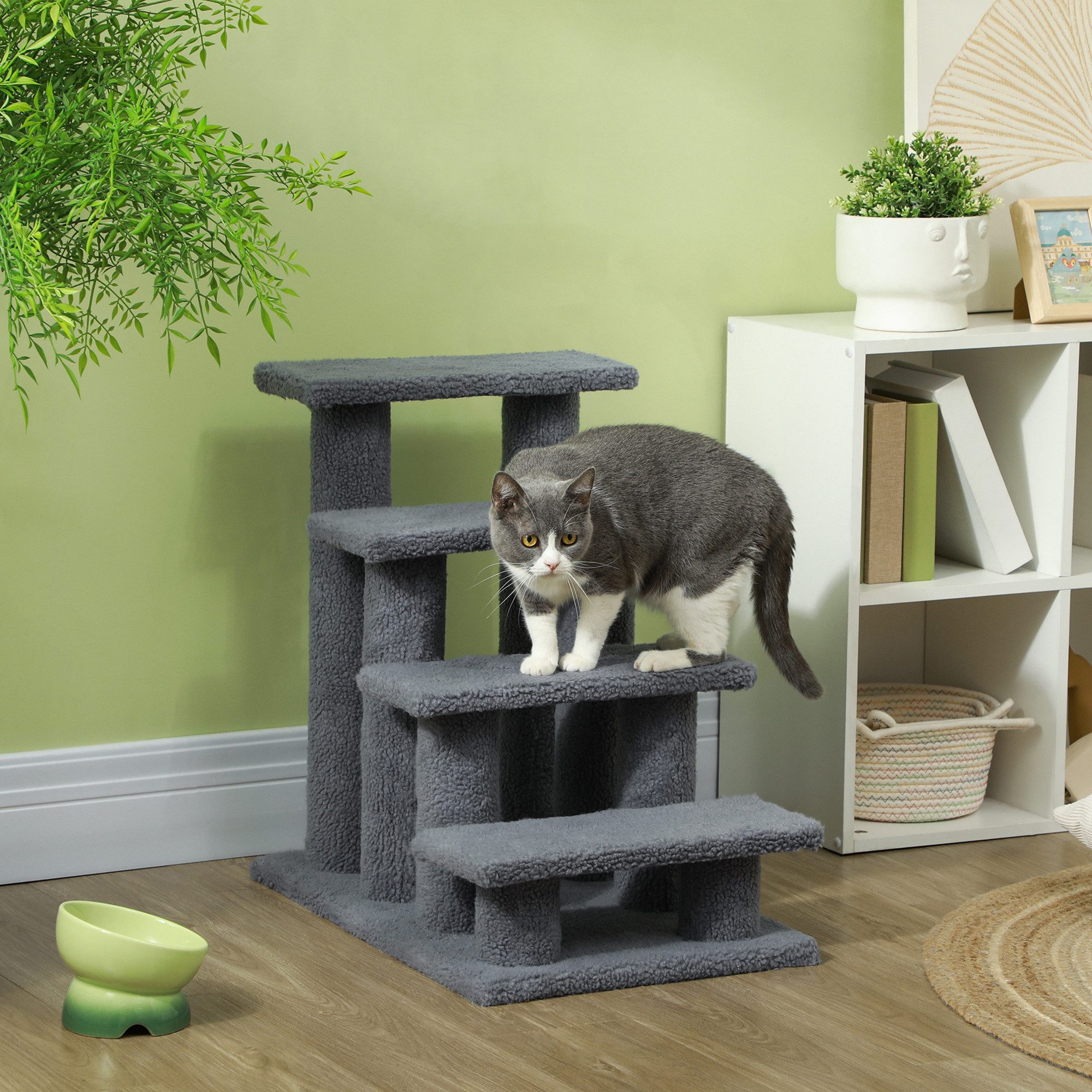 PawHut Kratzbaum Katzentreppe Hundetreppe, Grau, 61x41x60cm günstig online kaufen
