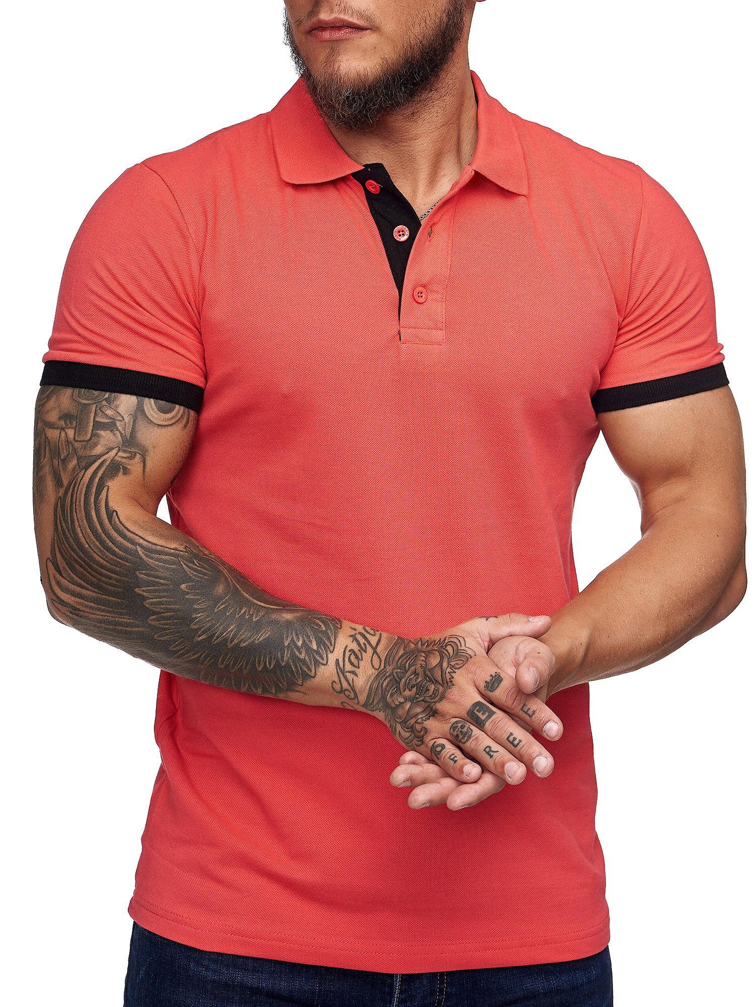 Code47 Basic Poloshirt (1-tlg) Kurzarm Fit Herren T-Shirt Einfarbig Code47 Polohemd Slim Fuchsia