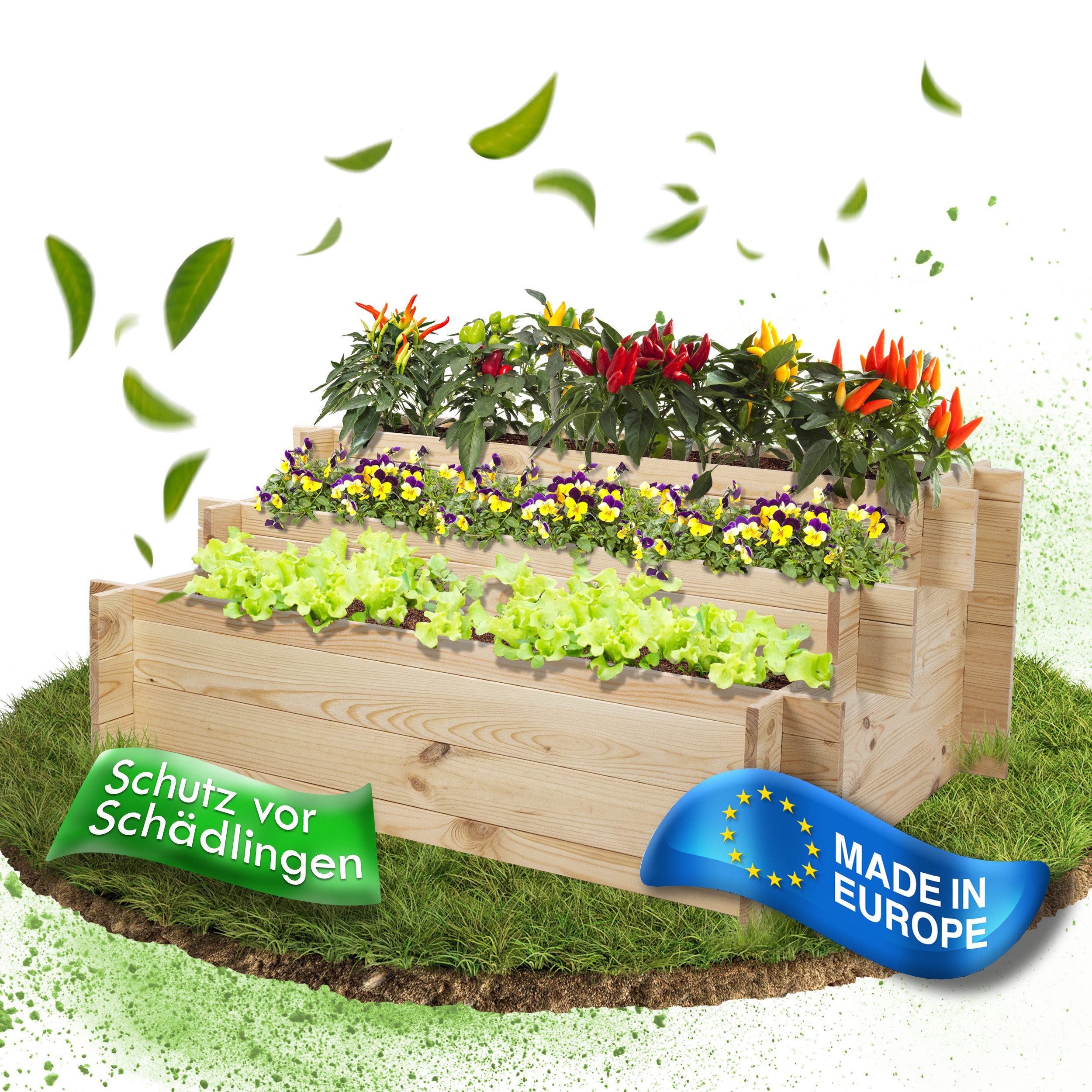 Hochbeet Etagen Hochbeet Holz [Schutz vor Schädlingen] Hochbeete für