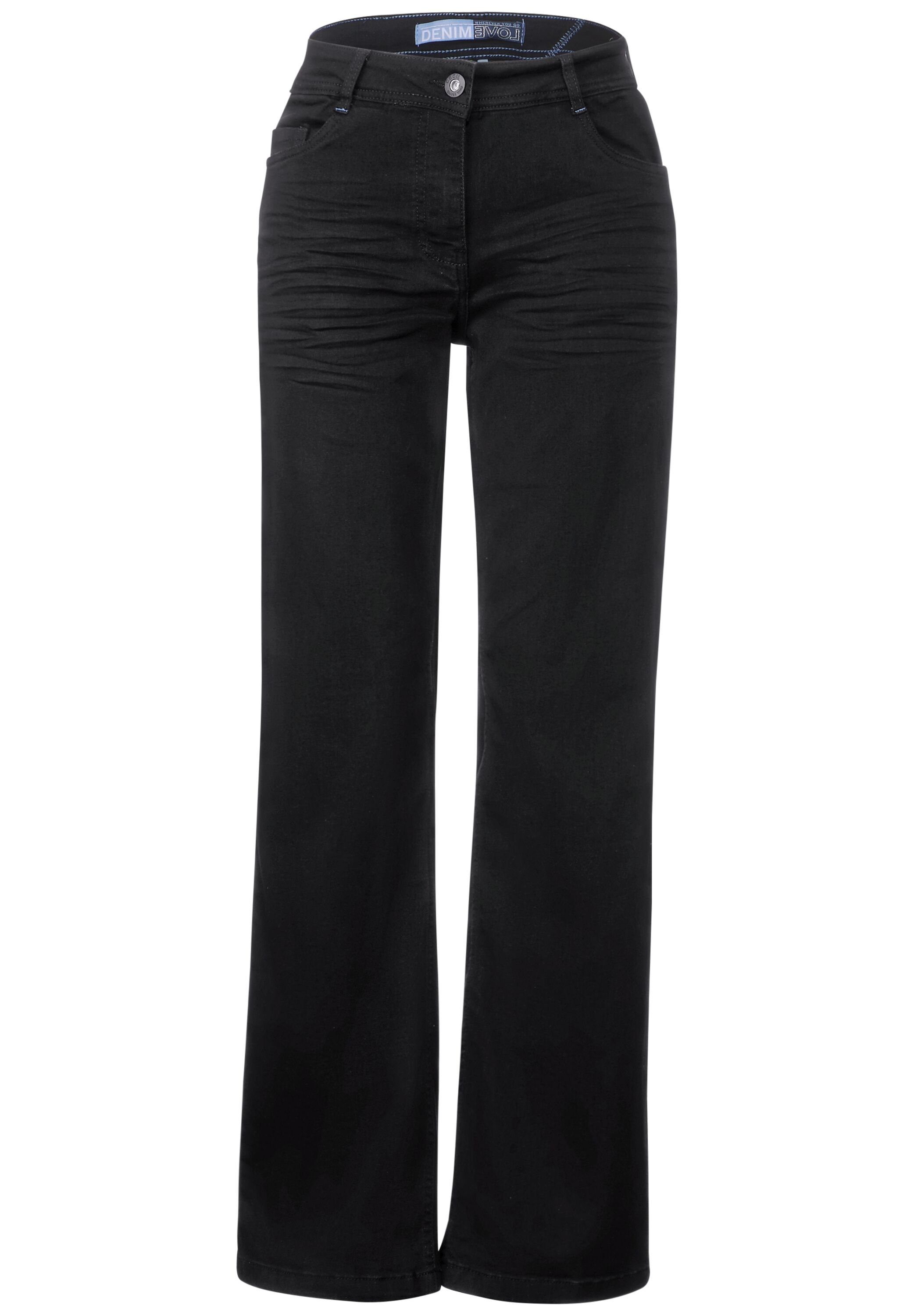 Wide Legs Style Cecil Neele Black Loose-fit-Jeans mit