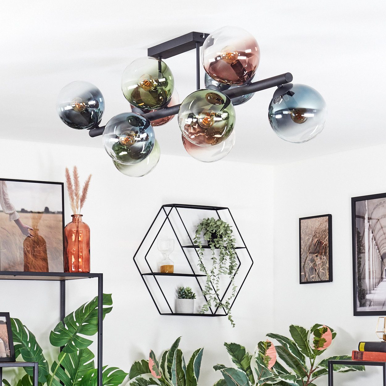 hofstein Deckenleuchte Deckenlampe aus Metall/Glas in günstig online kaufen