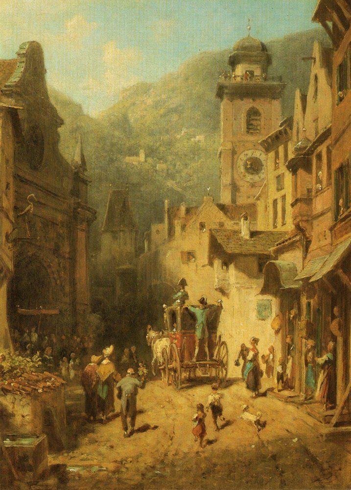 Postkarte Kunstkarte Carl Spitzweg "Der Besuch des Landesvaters"