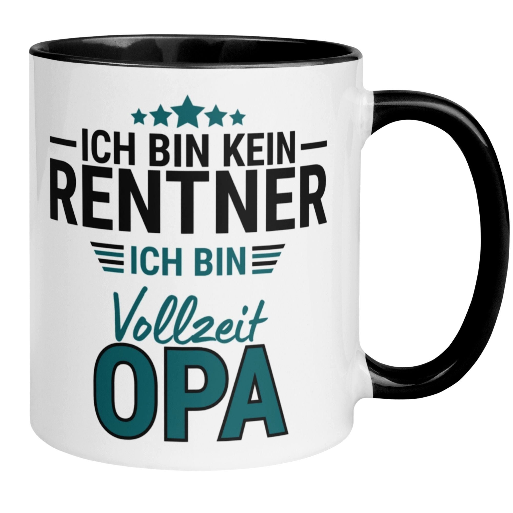 Momentals Tasse Rentner – „Kein Rentner ich bin Vollzeit Opa“ – Geschenk Rente Mann, Beidseitiger Druck · Links- & Rechtshänder · Spülmaschinenfest