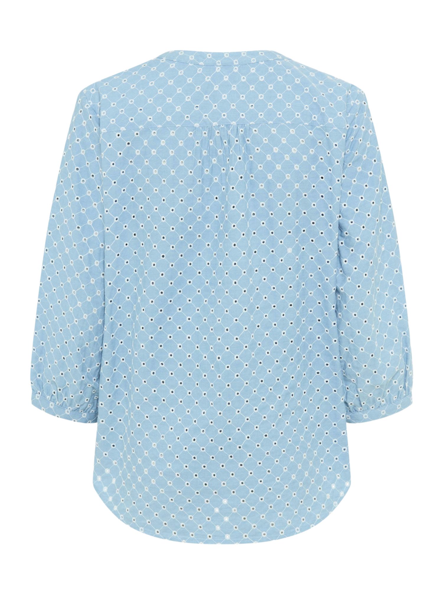 Brax Hemdbluse blau,Casual,Baumwolle,Strukturiert,V-Ausschnitt,3/4 Arm,Regular Fit