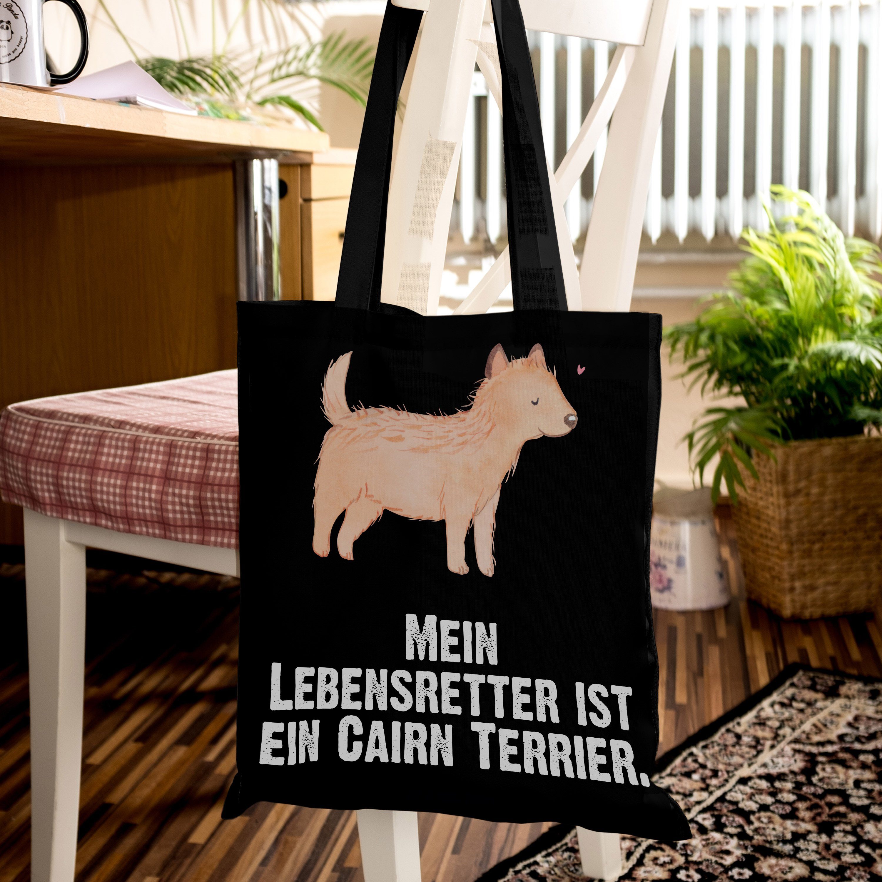 Schwarz Geschenk, & Mr. Mrs. Hunderasse, Cairn Terrier Lebensretter (1-tlg) Tragetasche Beutelta - Panda -