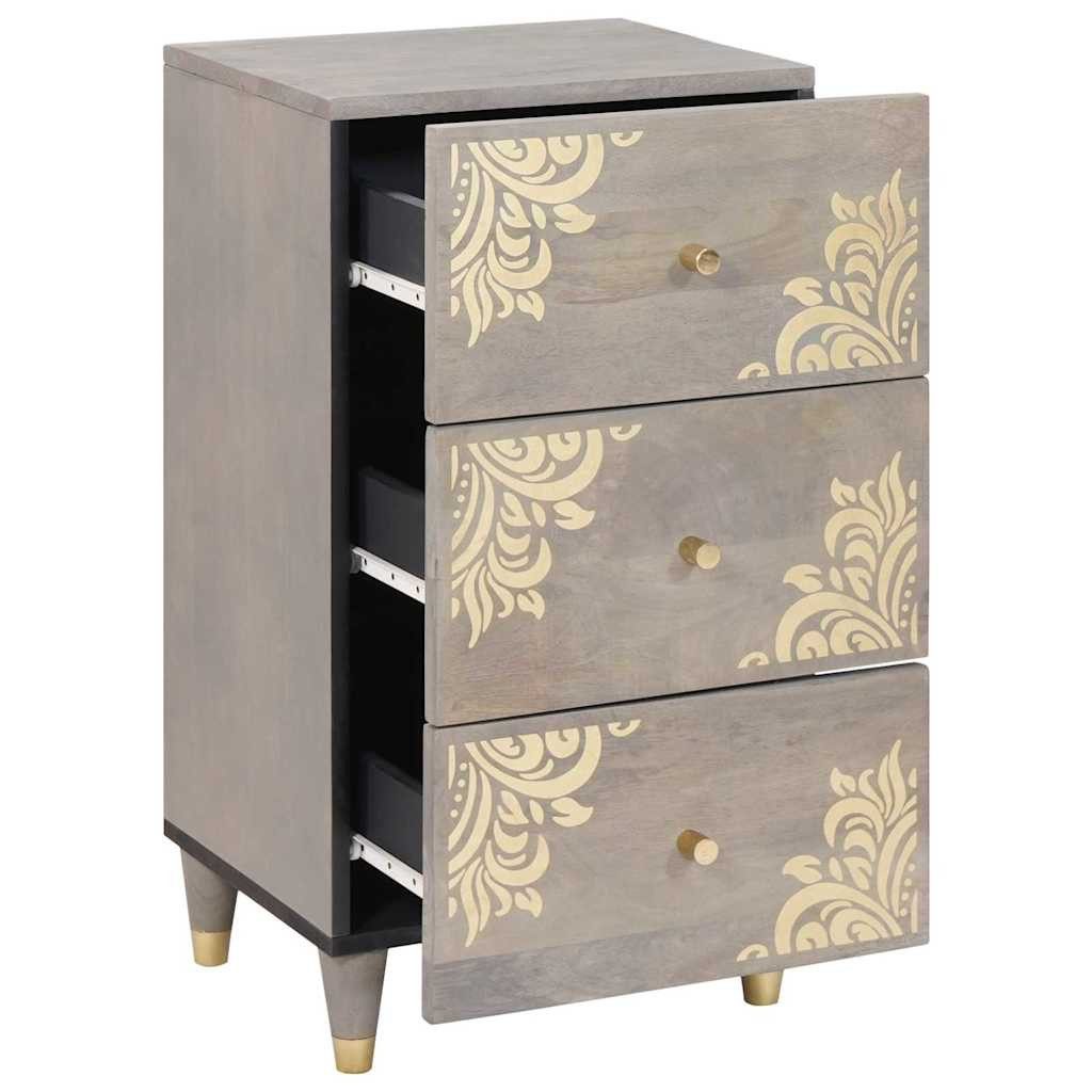 vidaXL Sideboard Sideboard Grau und Gold 40 x 33 x 75 cm Massivholz (1 St)