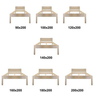 LIEGEWERK Massivholzbett Bett Designbett mit Kopfteil Massivholz Holzbett Bettgestell Holz