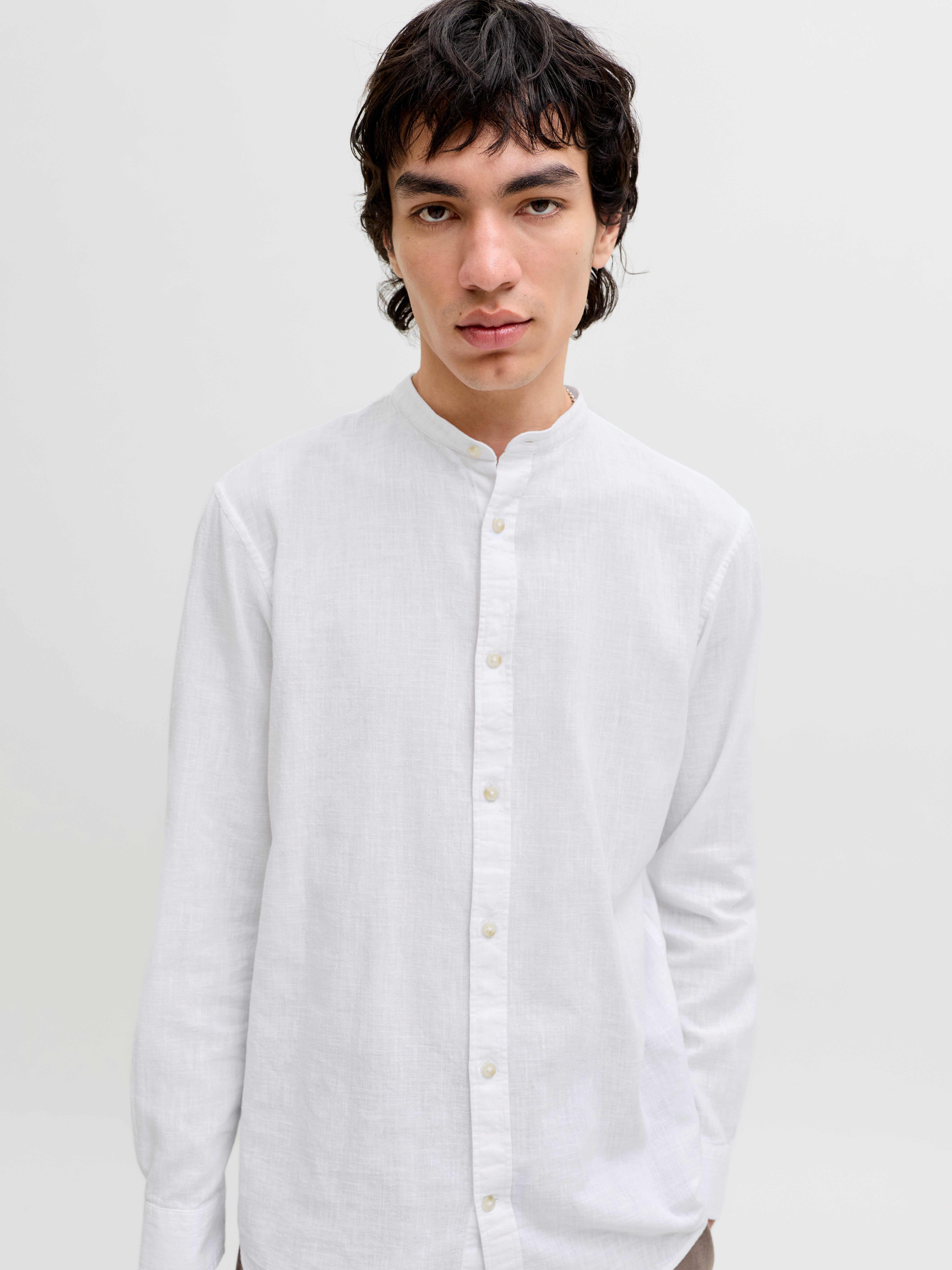 Jack & Jones Langarmhemd JJESUMMER LINEN BLEND BAND SHIRT L/S SN Baumwollmischung, regular fit