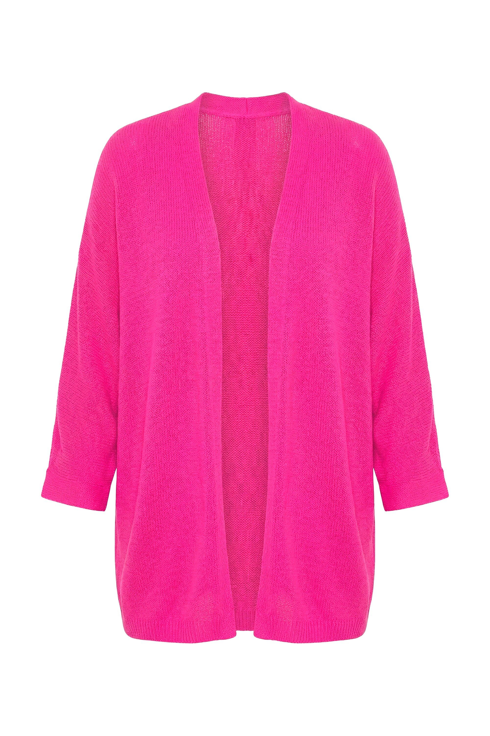 MIAMODA Strickjacke Strickjacke offene Passform 3/4-Fledermaus-Ärmel