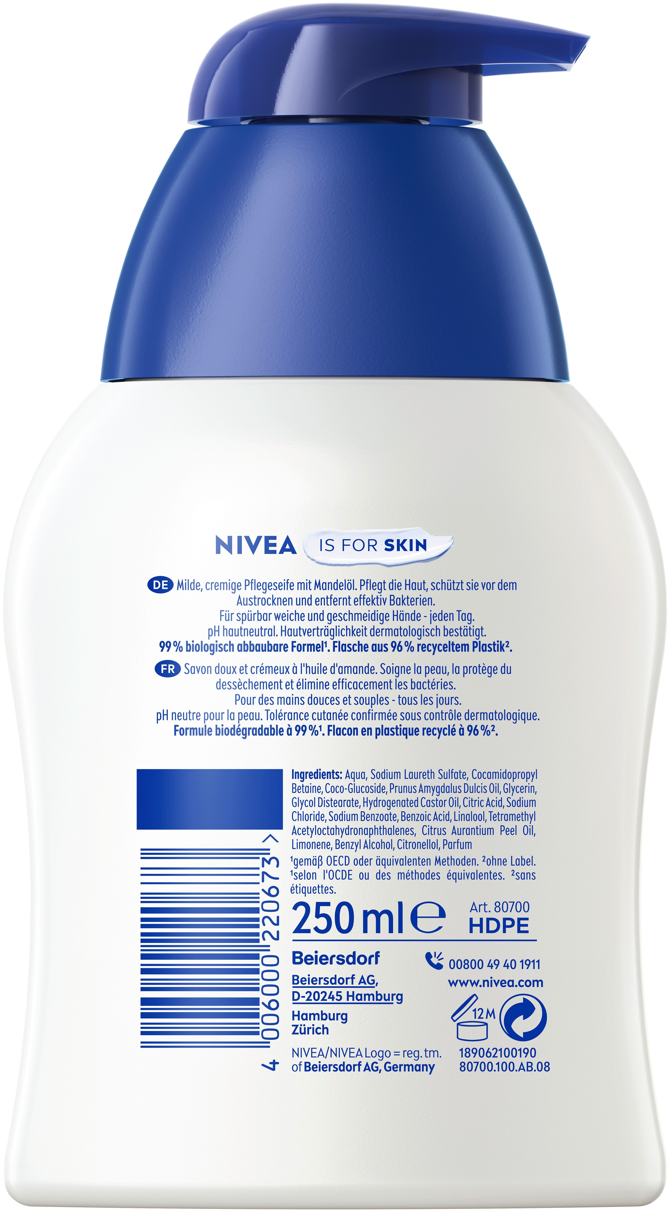 Nivea Flüssigseife Creme Soft 6 x 250ml Handseife mit Mandelöl, 6-tlg., mit Mandelöl