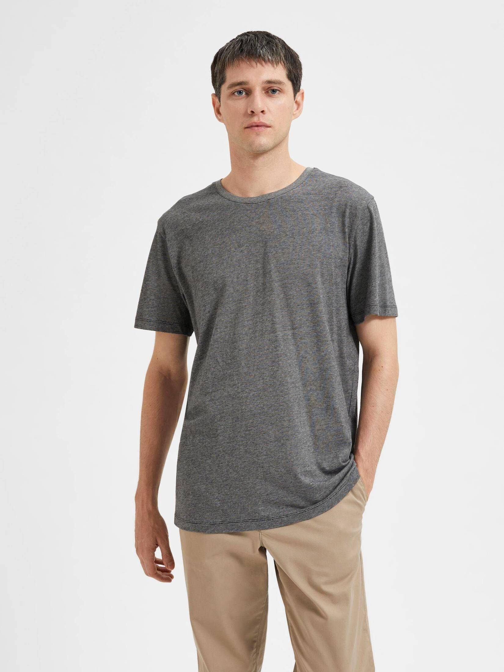T-Shirt schwarz (1-tlg) SELECTED T-Shirt (15) HOMME Herren
