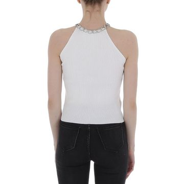 Ital-Design Tanktop Damen Party & Clubwear Kette Stretch Top in Weiß