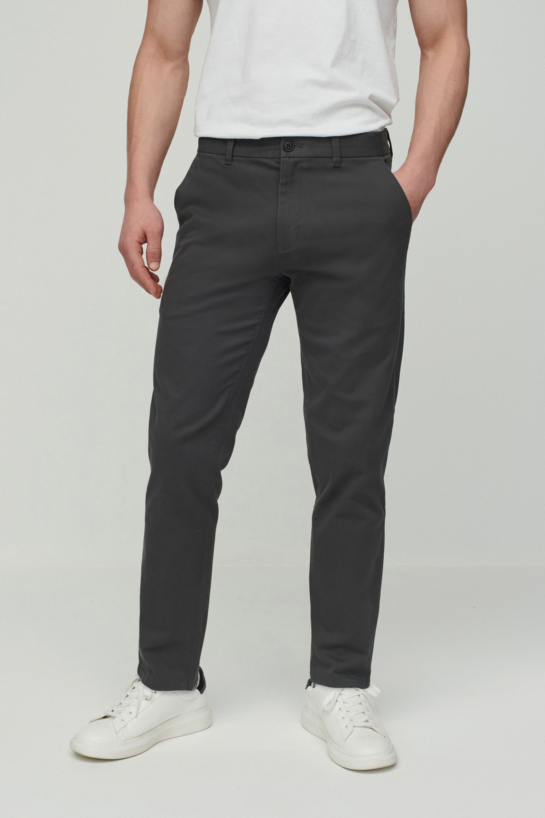 Next Chinohose Chinohose mit Stretch (1-tlg) Dark Grey