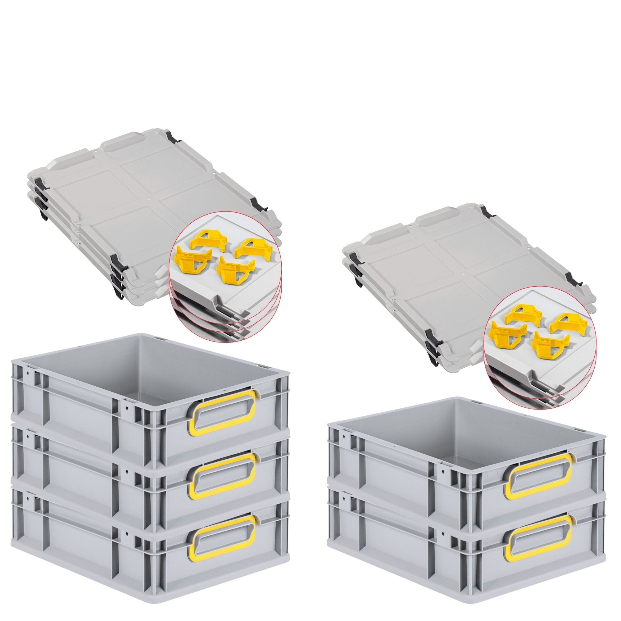 PROREGAL® Stapelbox SparSet Eurobox NextGen Color Auflagedeckel Farben/geschlossen (5 St)