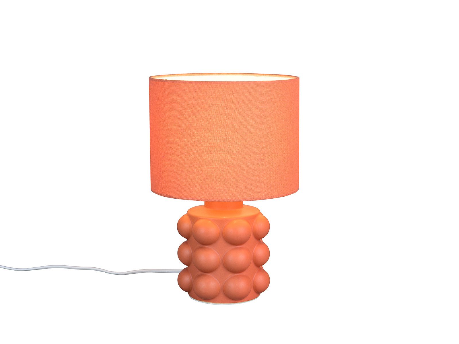 Reality Leuchten LED Nachttischlampe mit Lampenfuß Keramik, Höhe 36cm, Dimmfunktion, LED wechselbar, Warmweiß, Retro Tischlampe mit Stoff Lampenschirm, inkl. dimmbarem Leuchtmittel