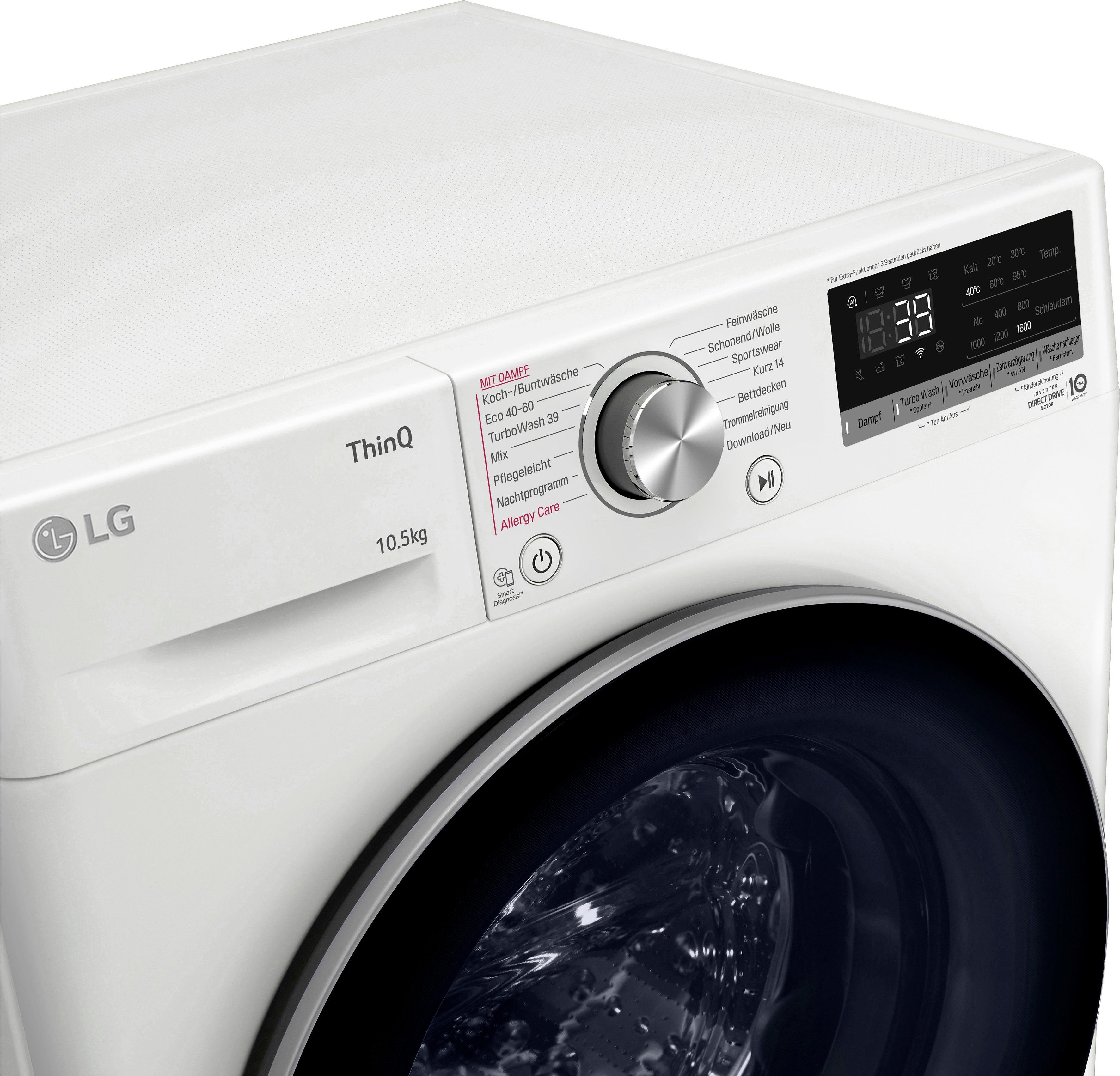 LG Waschmaschine F6WV710P1, 10,5 TurboWash® - Minuten 39 kg, U/min, Waschen nur 1600 in