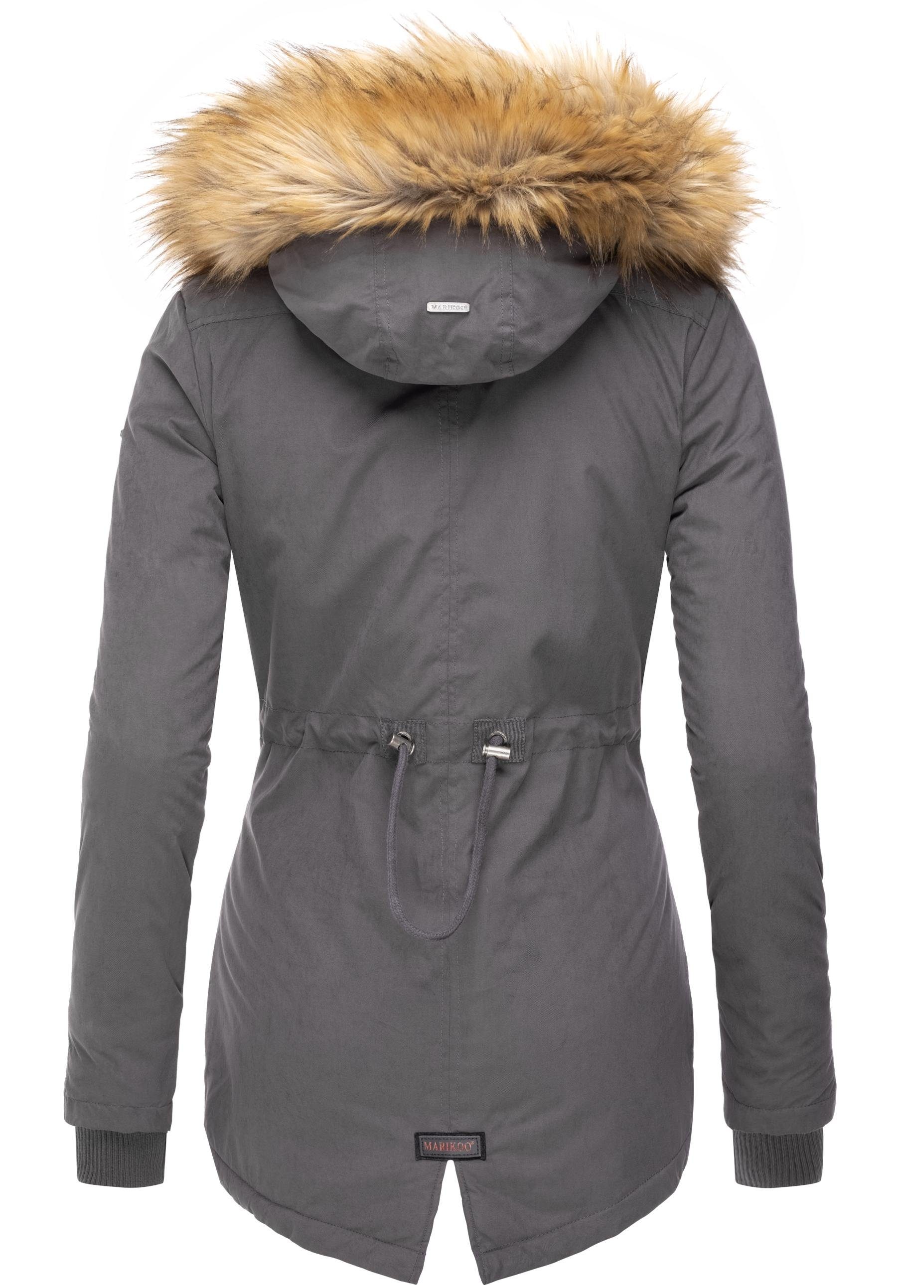 Marikoo Wintermantel Akira edler Winterparka mit Kunstfellkapuze