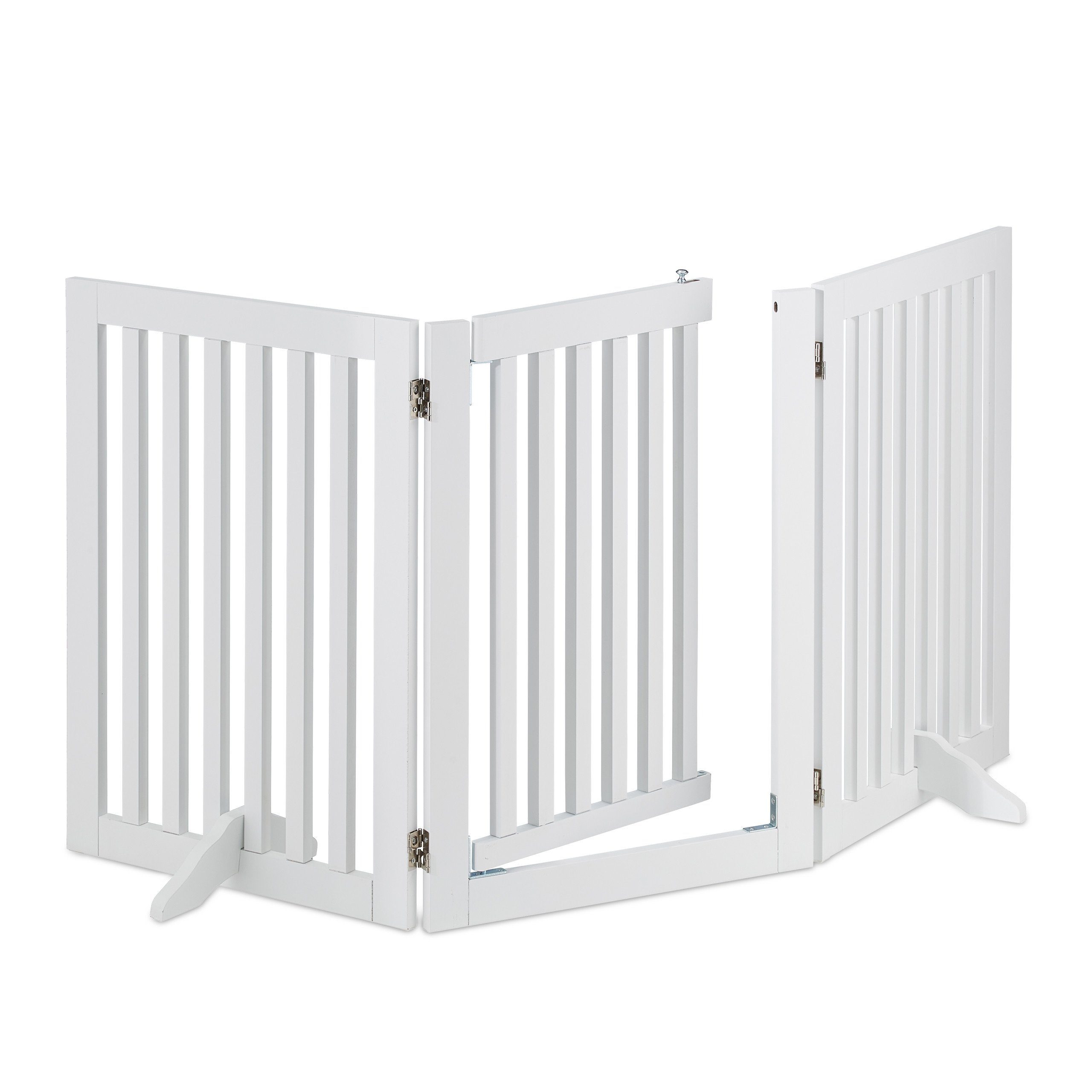 relaxdays Universalschutzgitter Weißes Absperrgitter mit Tür 70 cm hoch (3 St)