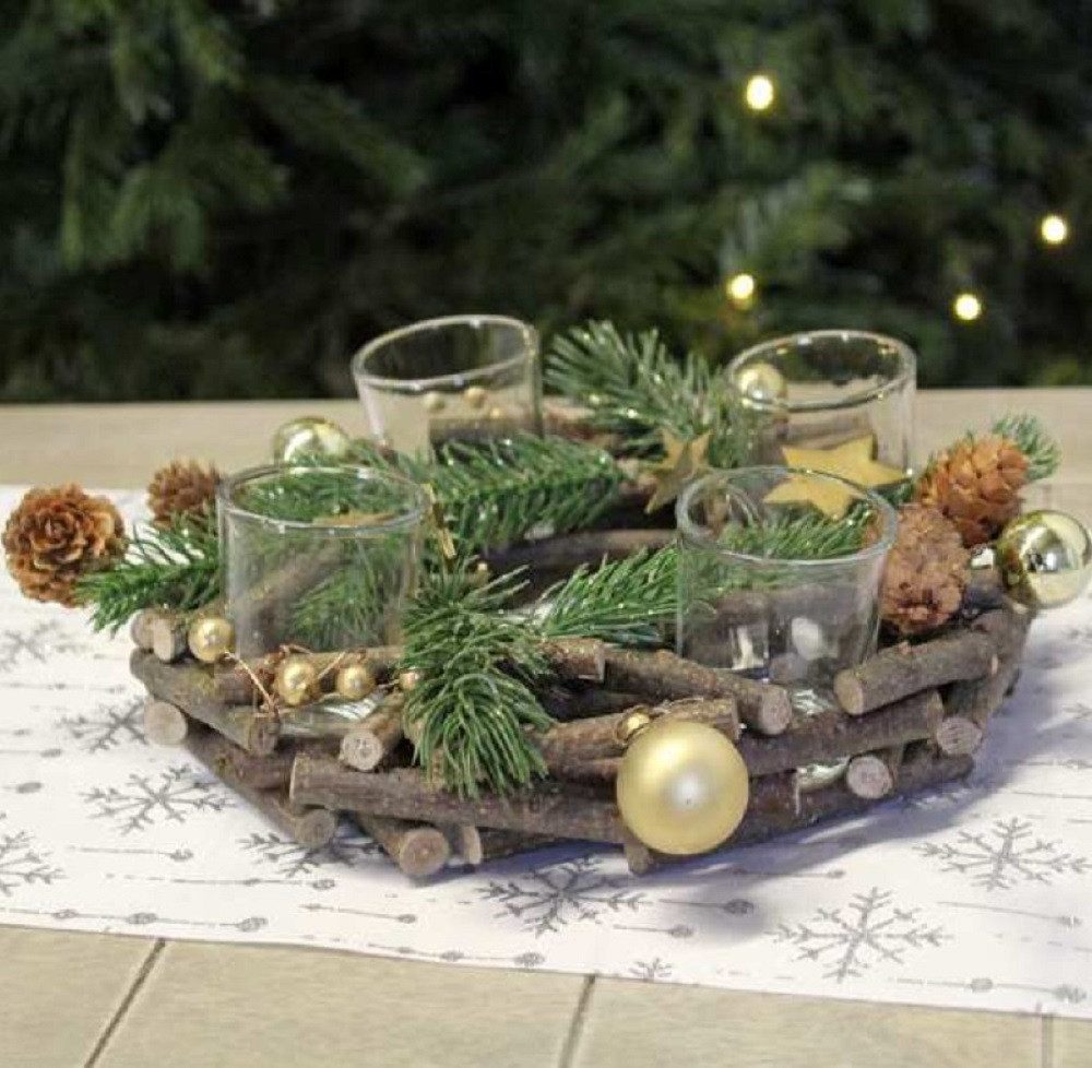 Goldbach Adventskranz Adventskranz mit 4 Cups, gold, 22,5 cm günstig online kaufen