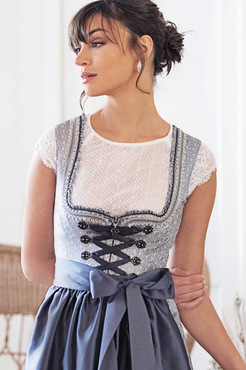 MarJo Dirndl Midi Dirndl 2tlg. - VIVIANE - silber/taubenblau günstig online kaufen
