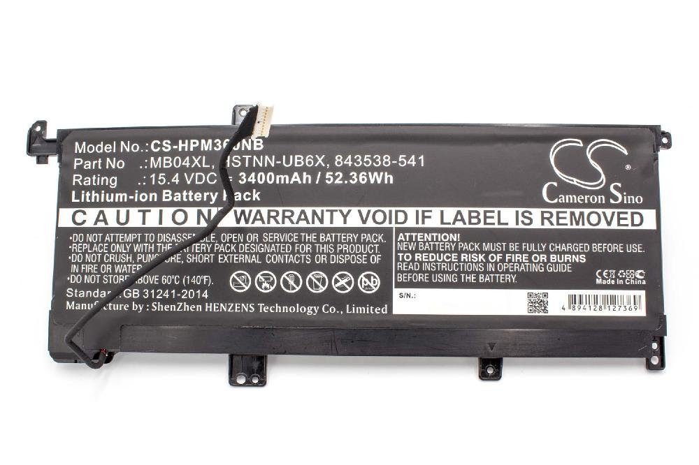 vhbw Ersatz für HP HSTNN-UB6X, 843538-541, 844204-850, 844204-855, Laptop-Akku 3400 mAh