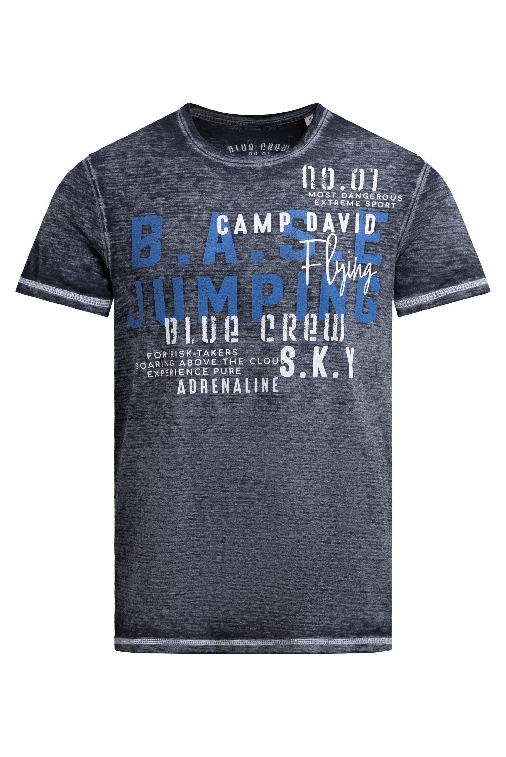 CAMP DAVID Rundhalsshirt mit Ausbrenner-Effekten