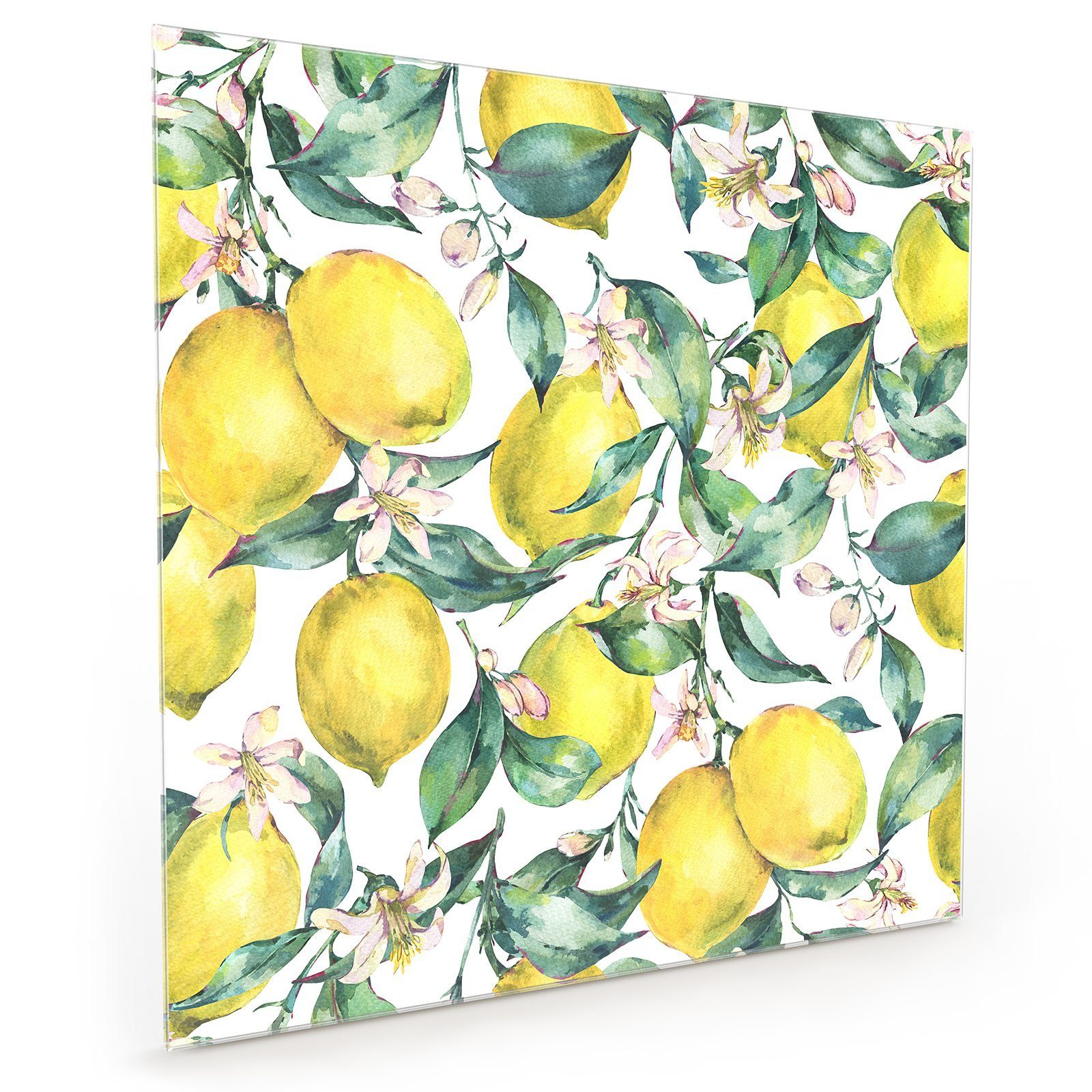 Primedeco Küchenrückwand Zitronenmuster Spritzschutz Motiv Glas mit Küchenrückwand
