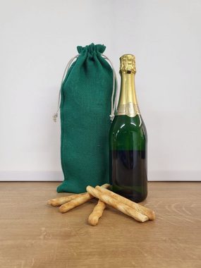 Organzabeutel24 Aufbewahrungstasche 2 Flaschenbeutel, Jutebeutel mit Kordel, Geschenkbeutel - 38x16 cm, 100% Jut Naturfaser