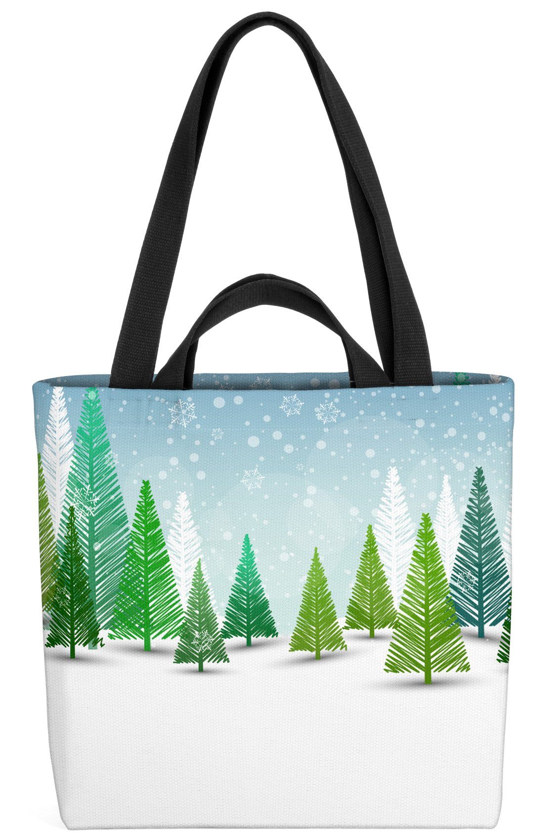 Henkeltasche Tannen Norwegen VOID Weihnachten Wald Winter Wald (1-tlg), Schnee Schne Design Märchen