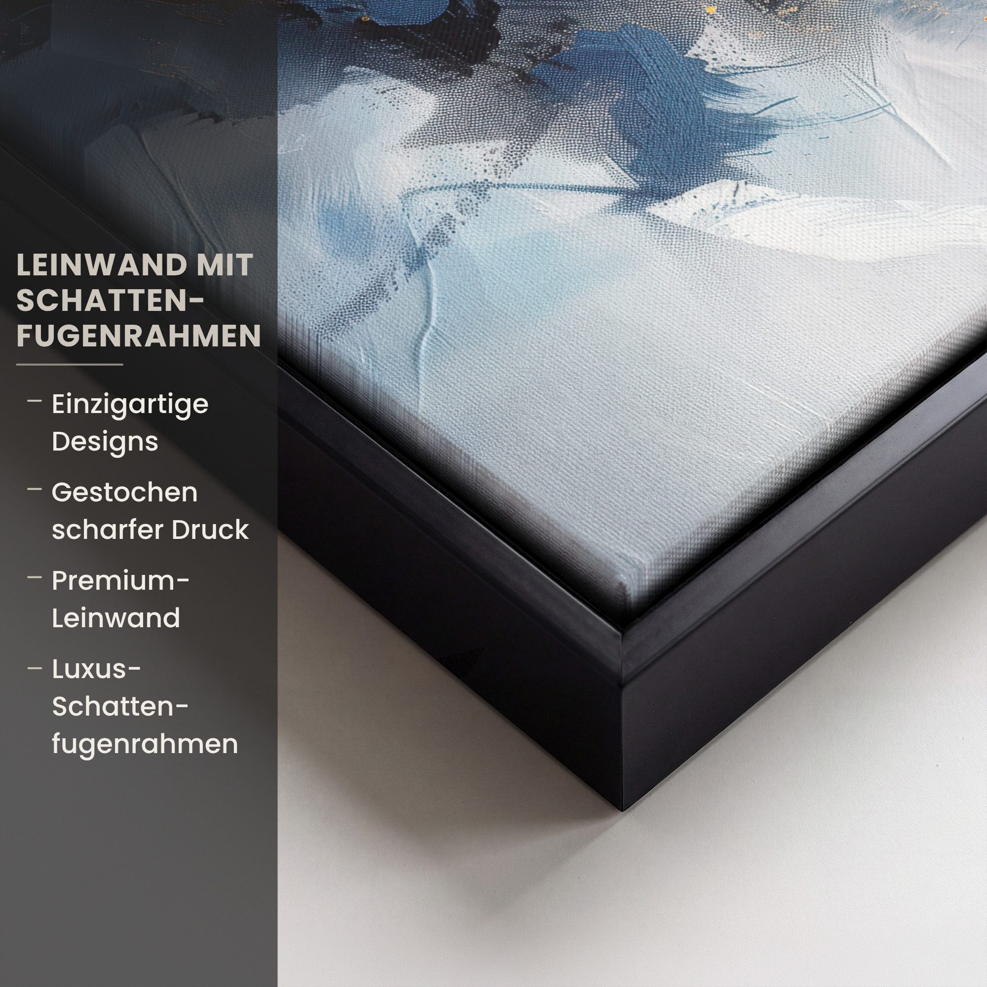 OneMillionCanvasses® Leinwandbild mit Rahmen - Blau - Modern - Marmor - Abstrakt - Gold, Fotodruck (1 St), Leinwand Bilder Klein, Wand Dekoration Aesthetic 20x2 – Bild 3 von 5