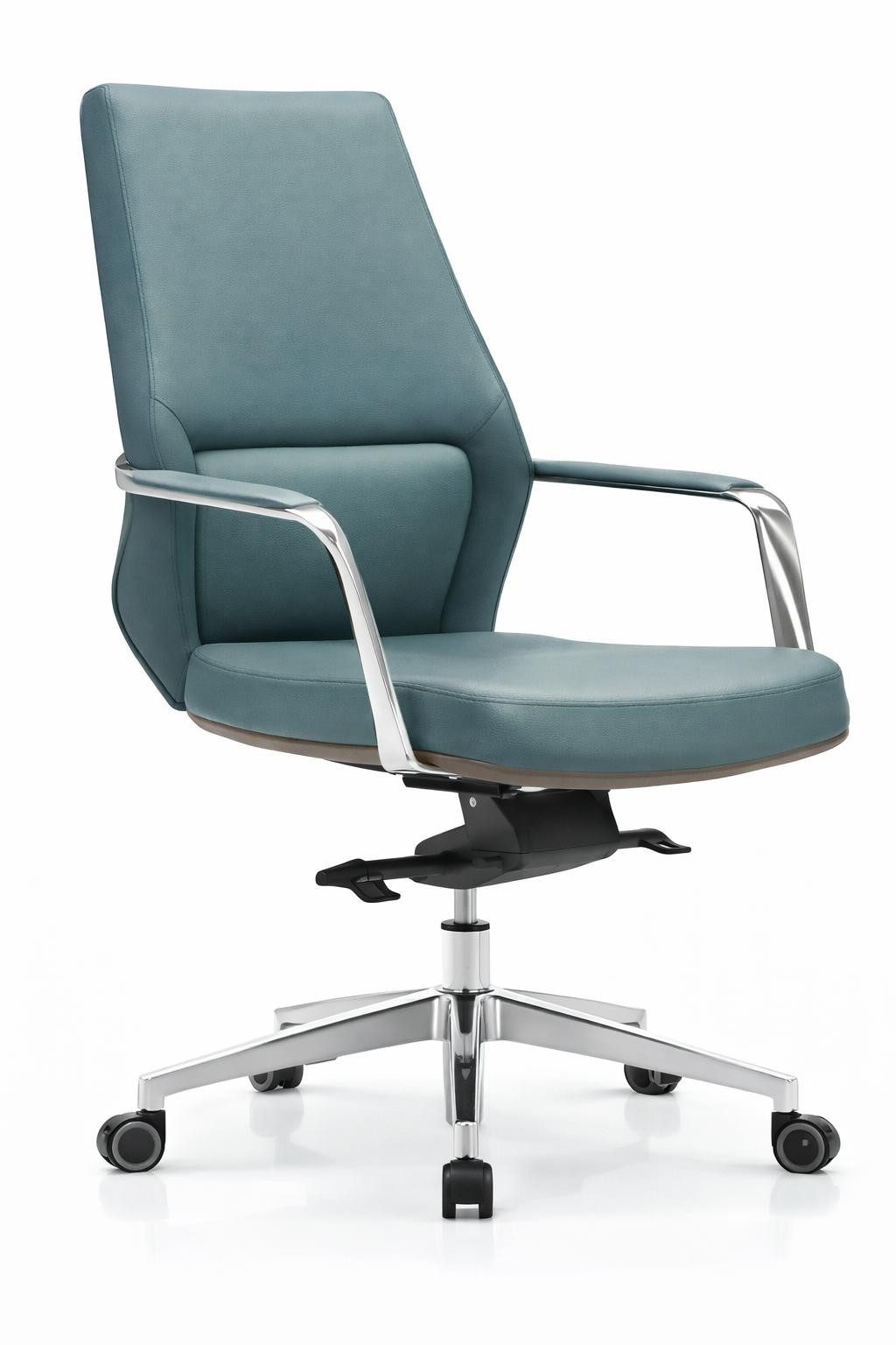 JVmoebel Chefsessel Ergonomischer Chefsessel mit Lederbezug in Türkis und Aluminiumgestell, Made in Europa