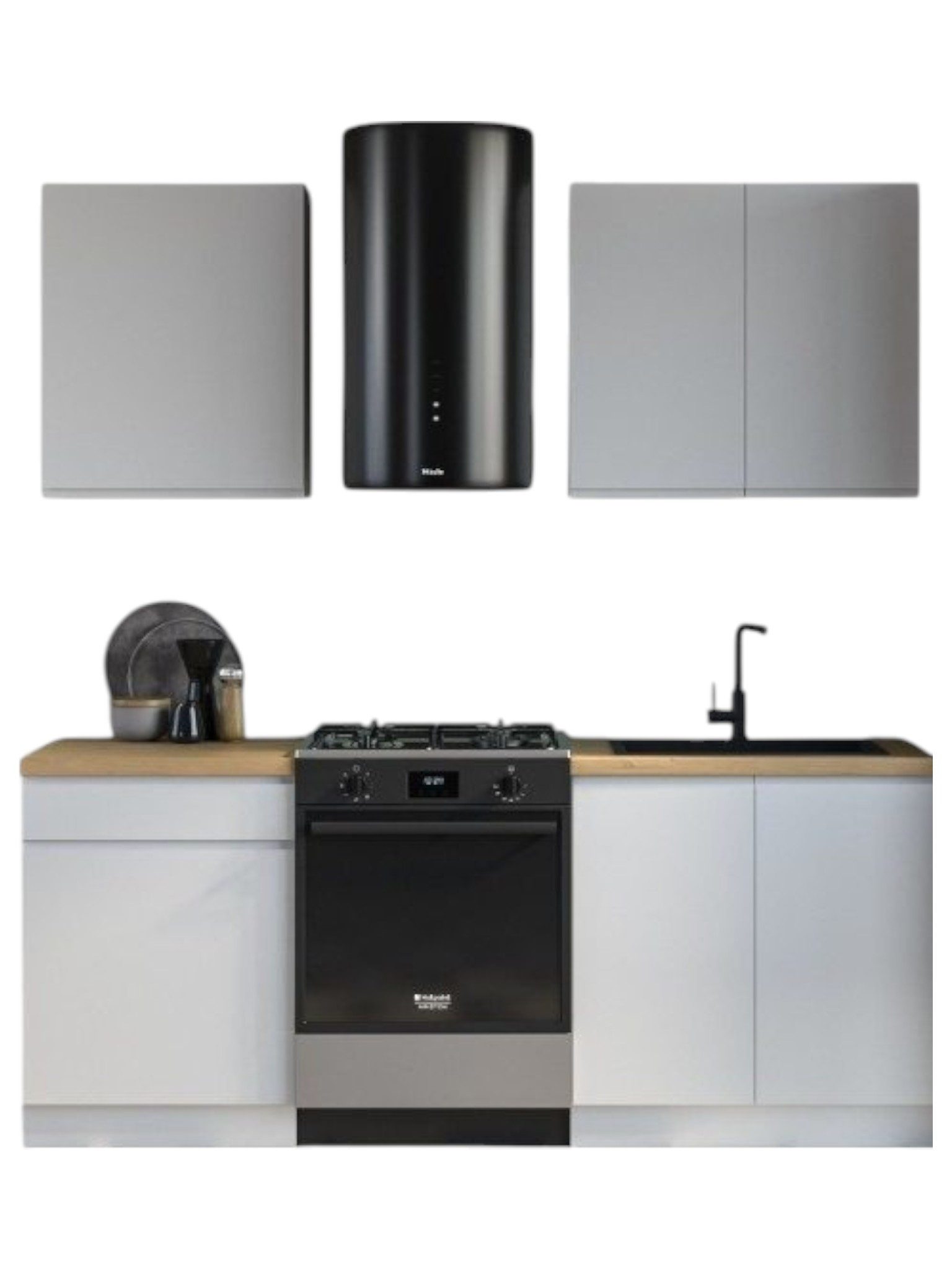 ROYAL24_MARKT Küchenzeile K32-G140 - Aspen - Effektive Organisation, geeignet für kleine Räume, (Komplett Set), Feinste Qualität - Modern - Zeitlos.