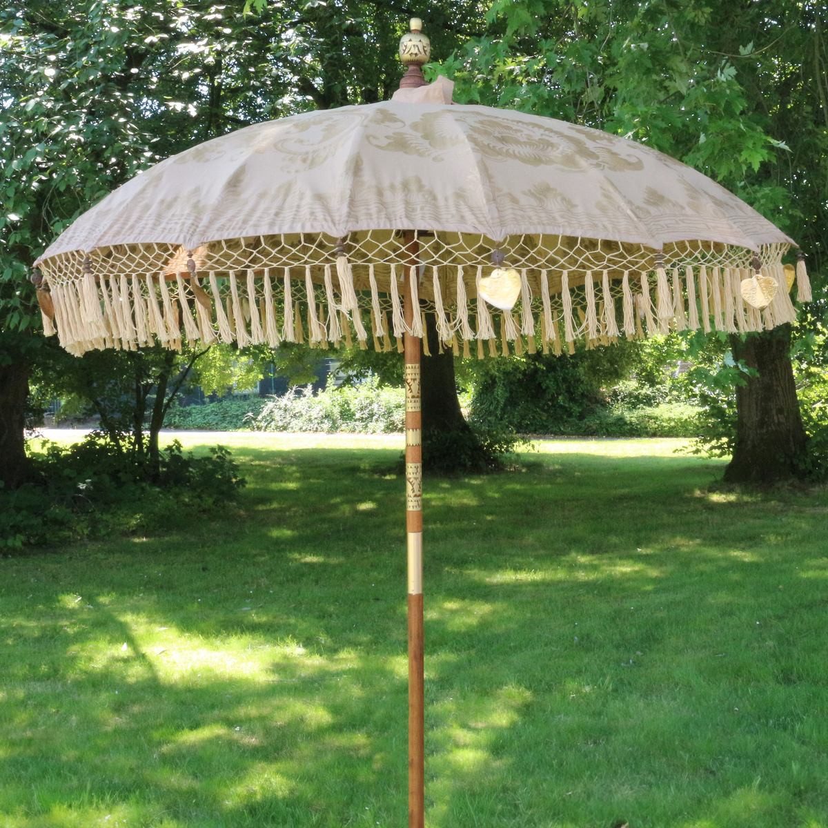Oriental Galerie Sonnenschirm Hellbraun Gold Bali günstig online kaufen