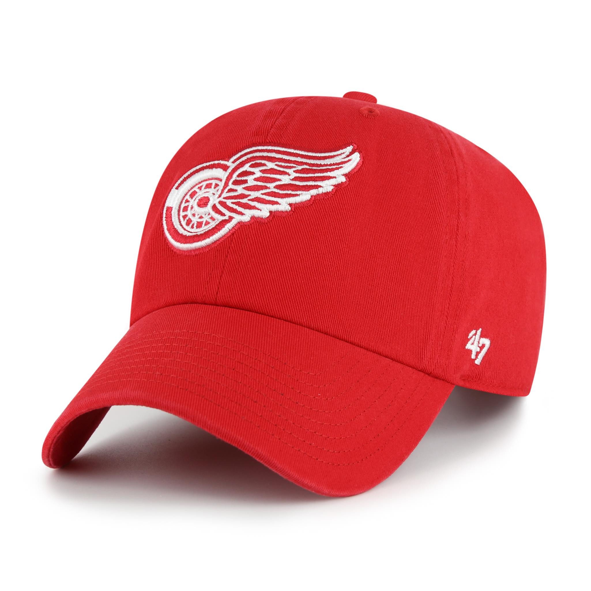 '47 Brand Baseball Cap '47 Brand NHL Cap '47 CLEAN UP Detroit Redwings Red (Basecap, Basecap, Clean Up Cap) Used-Look (Garment Wash)