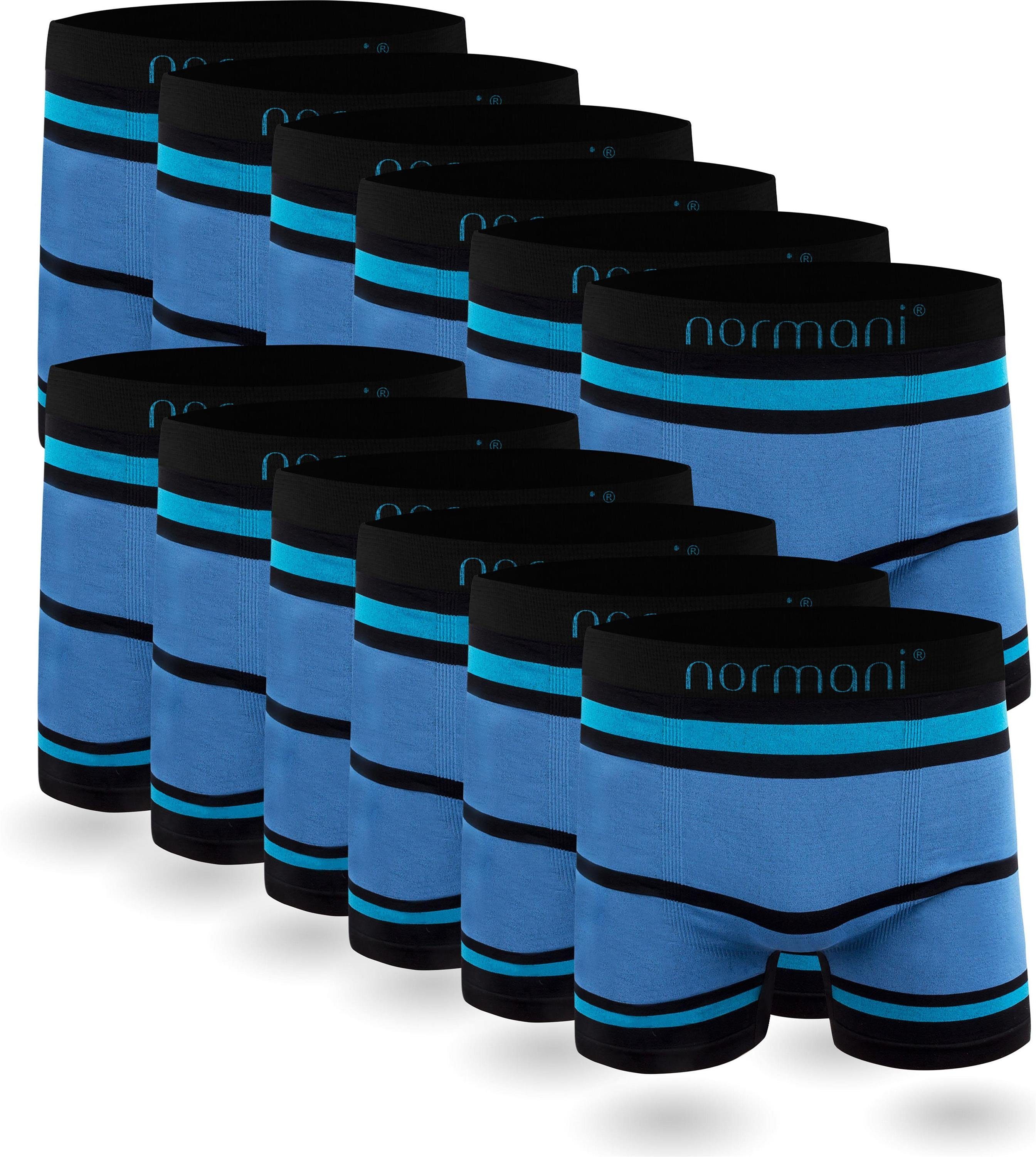 normani Retro Boxer 12 Stück Mikrofaser-Boxershorts für Herren Männer Retropants Unterhosen aus schnell trocknendem Material Blau/Hellblau