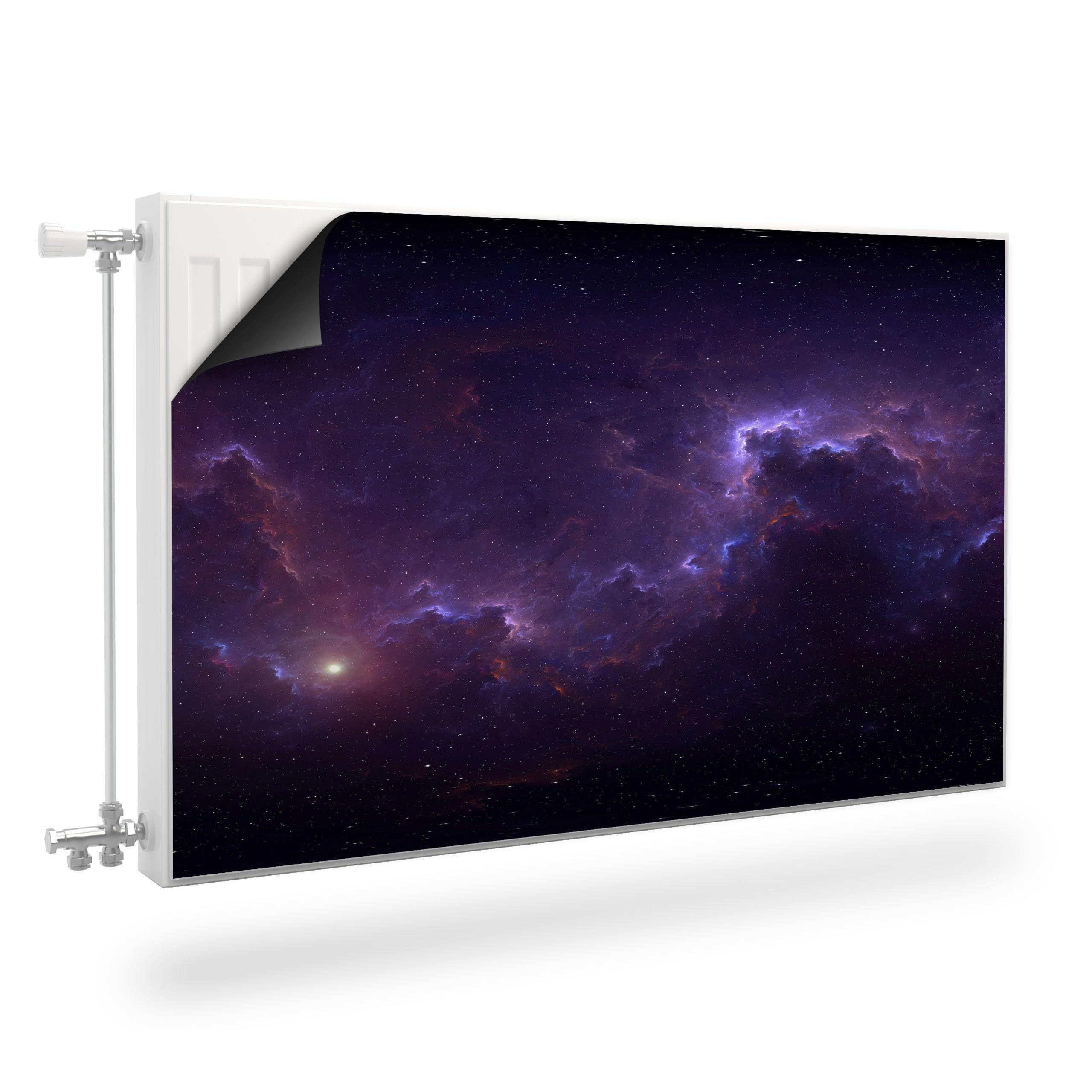 Muralo Magnetfolie Heizkörperverkleidung Violetter Universumsnebel – Heizkörperabdeckung, 80x60 cm, abriebfest, abwischbar