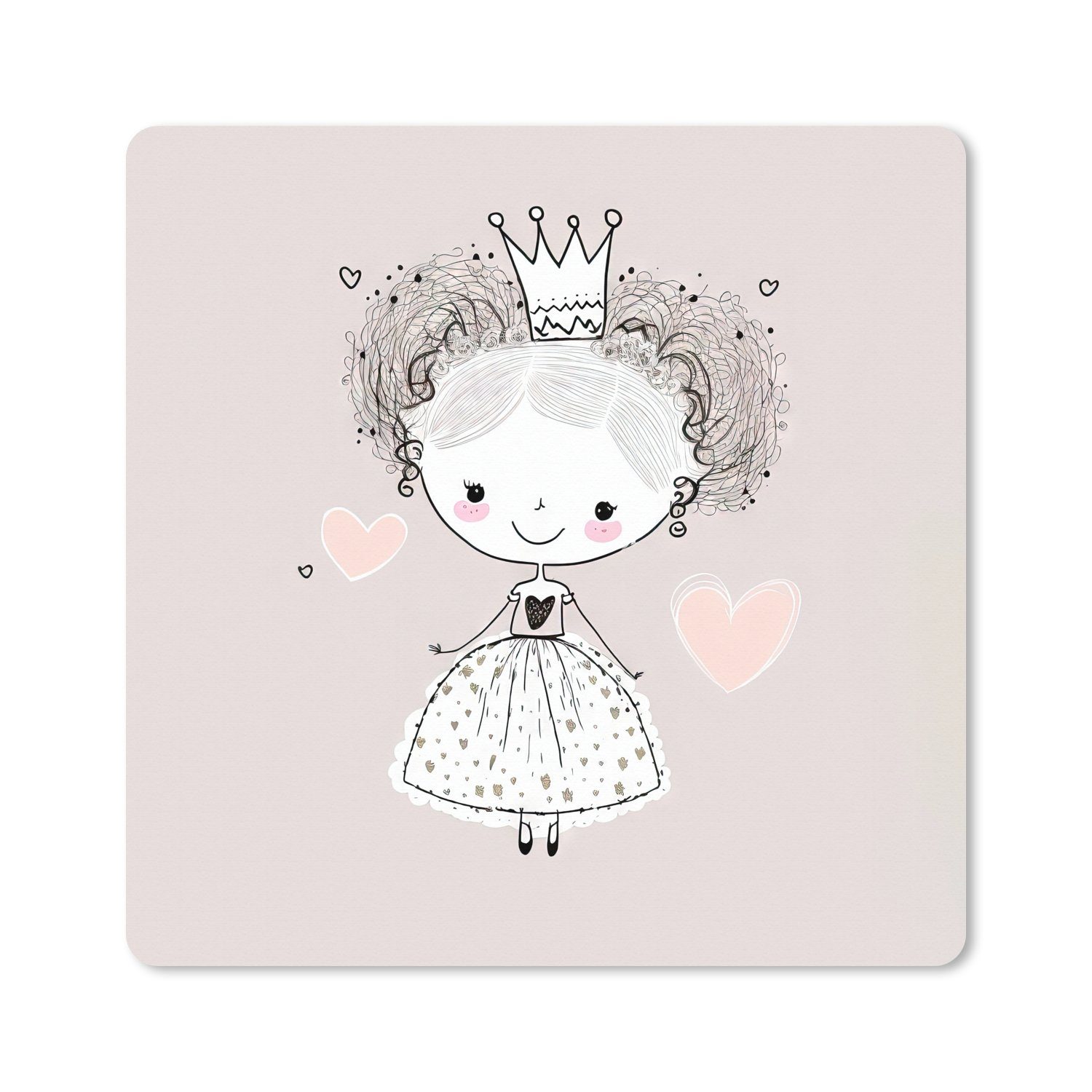 MuchoWow Gaming Mauspad Prinzessin - Kinder - Mädchen - Krone - Kleid (1-St), Gaming, Rutschfester Unterseite, Mausunterlage, 80x80 cm, XXL, Großes