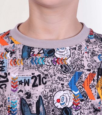 coolismo Sweater Kinder Sweatshirt Jungen Pullover mit farbigem Grafitti-Print Baumwolle, europäische Produktion