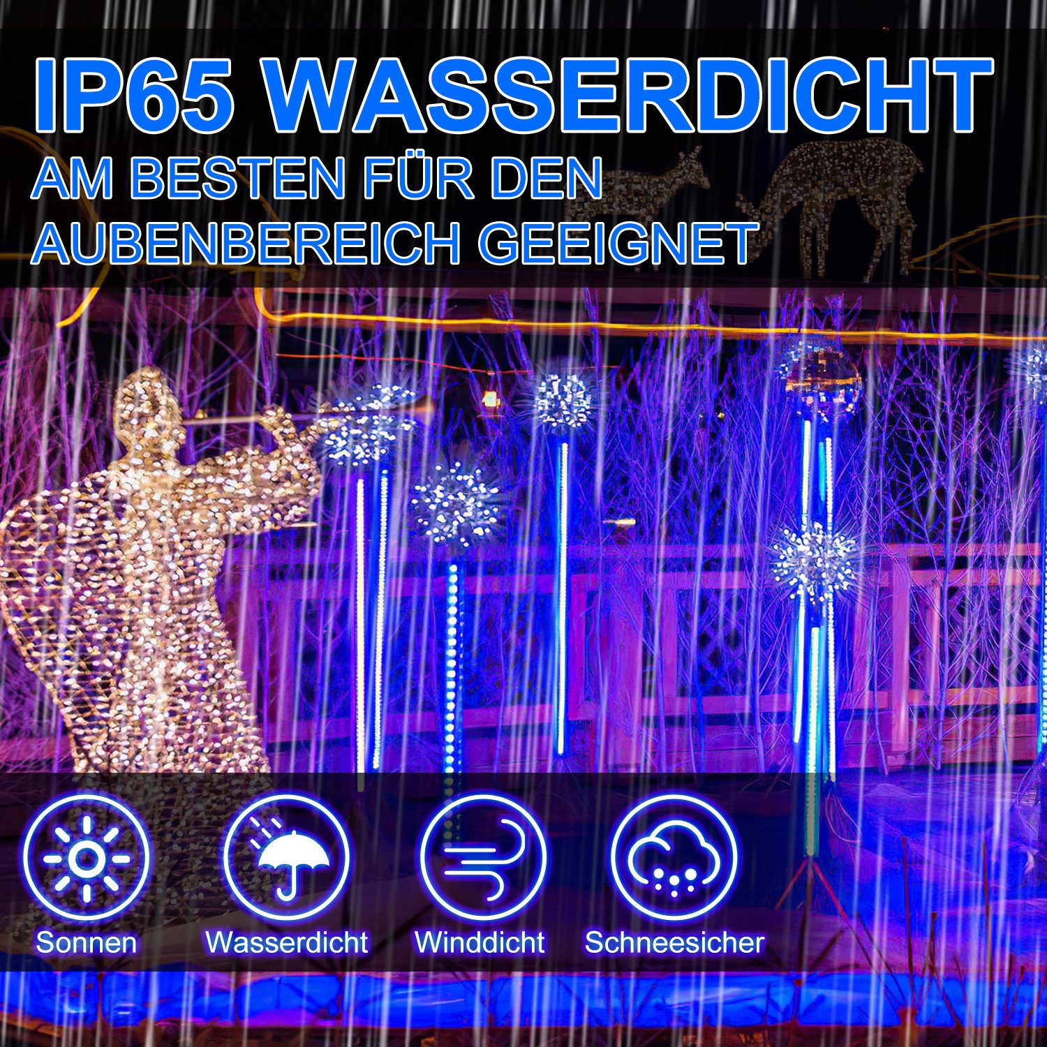 Clanmacy Lichterschlauch LED Lichtschlauch Blau Außen Lichterkette Party Garten Balkon 10-50m, Wasserdicht – Bild 5 von 5
