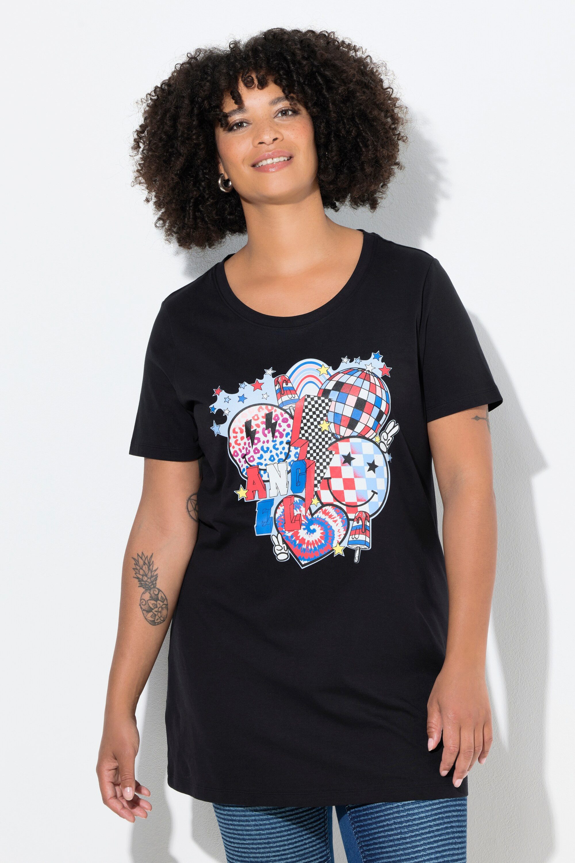 Angel of Style T-Shirt T-Shirt längere Passform Smiley-Motiv günstig online kaufen