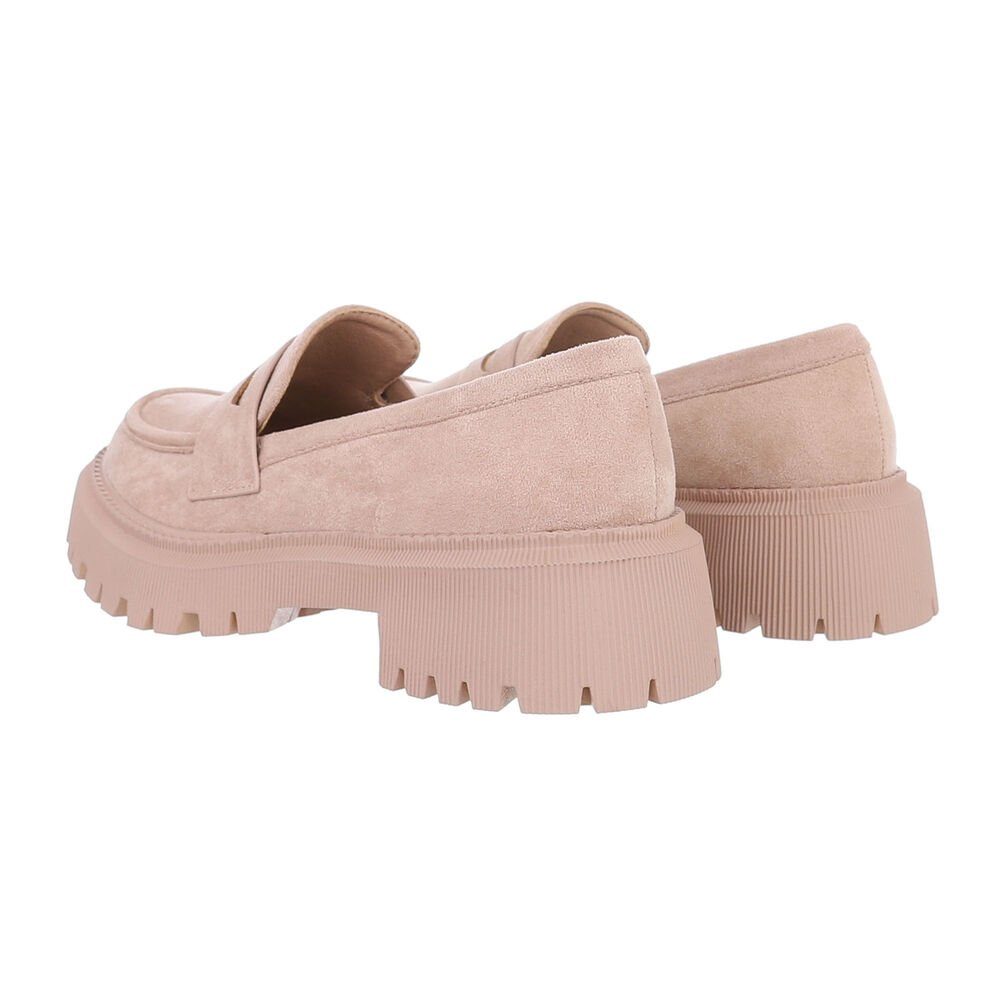 Ital-Design Damen Mokassins Freizeit Slipper (84018695) Blockabsatz Mokassins in Hellbraun