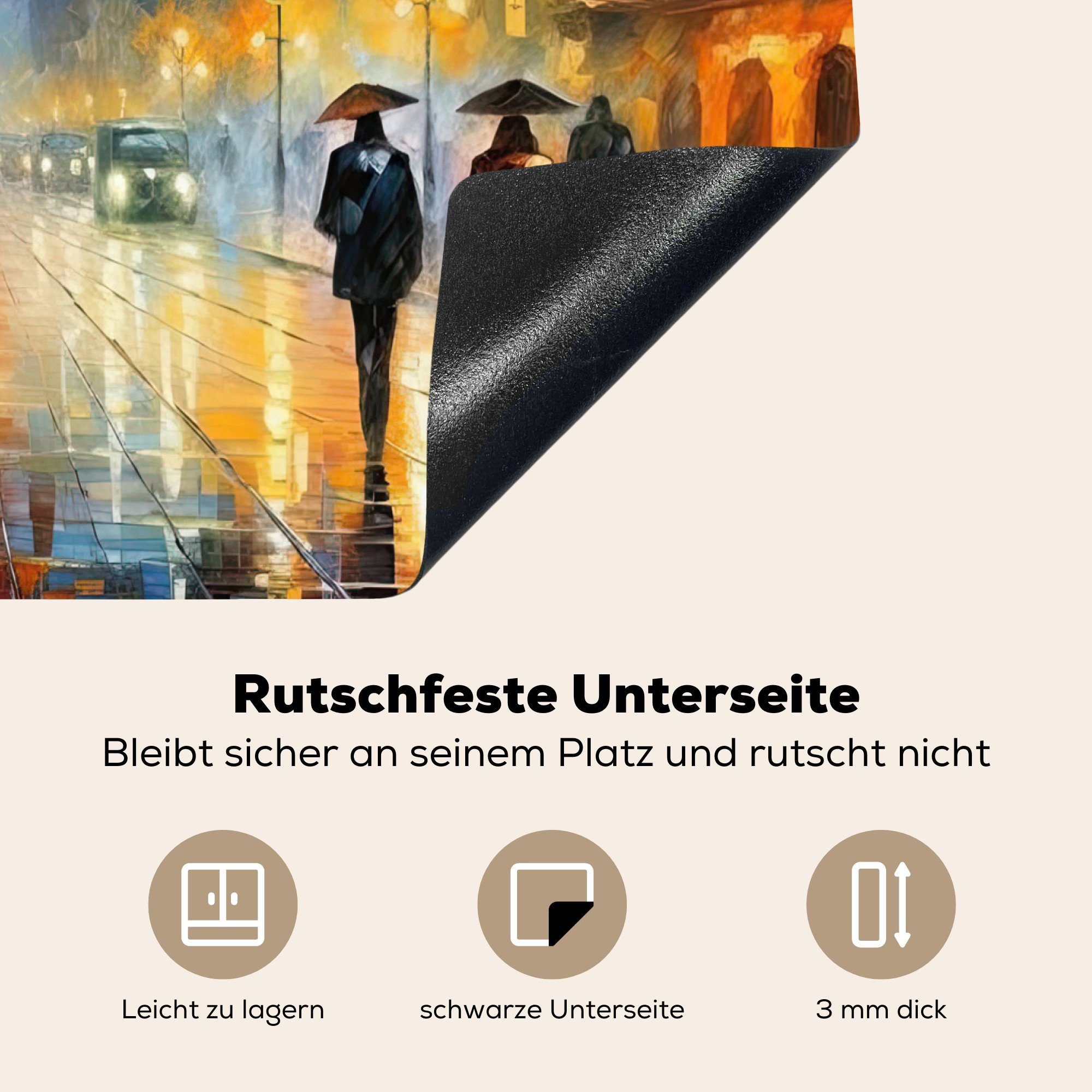 tlg), MuchoWow Mobile - Deutschland Berlin Kunst, Herdblende-/Abdeckplatte Arbeitsfläche - 60x52 cm, (1 Abend Vinyl, nutzbar, Ceranfeldabdeckung -