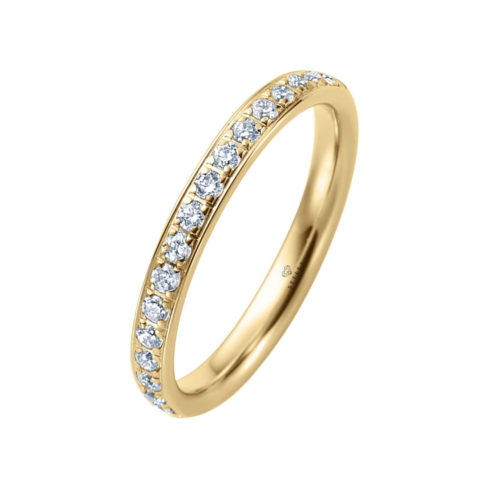 Stella-Jewellery Memoirering 585 Gold Memory Ring mit Diamanten im Verschnitt (MemoryringMemoryring, inkl. Etui), 16 x Diamanten zus. ca. 0,35 ct.