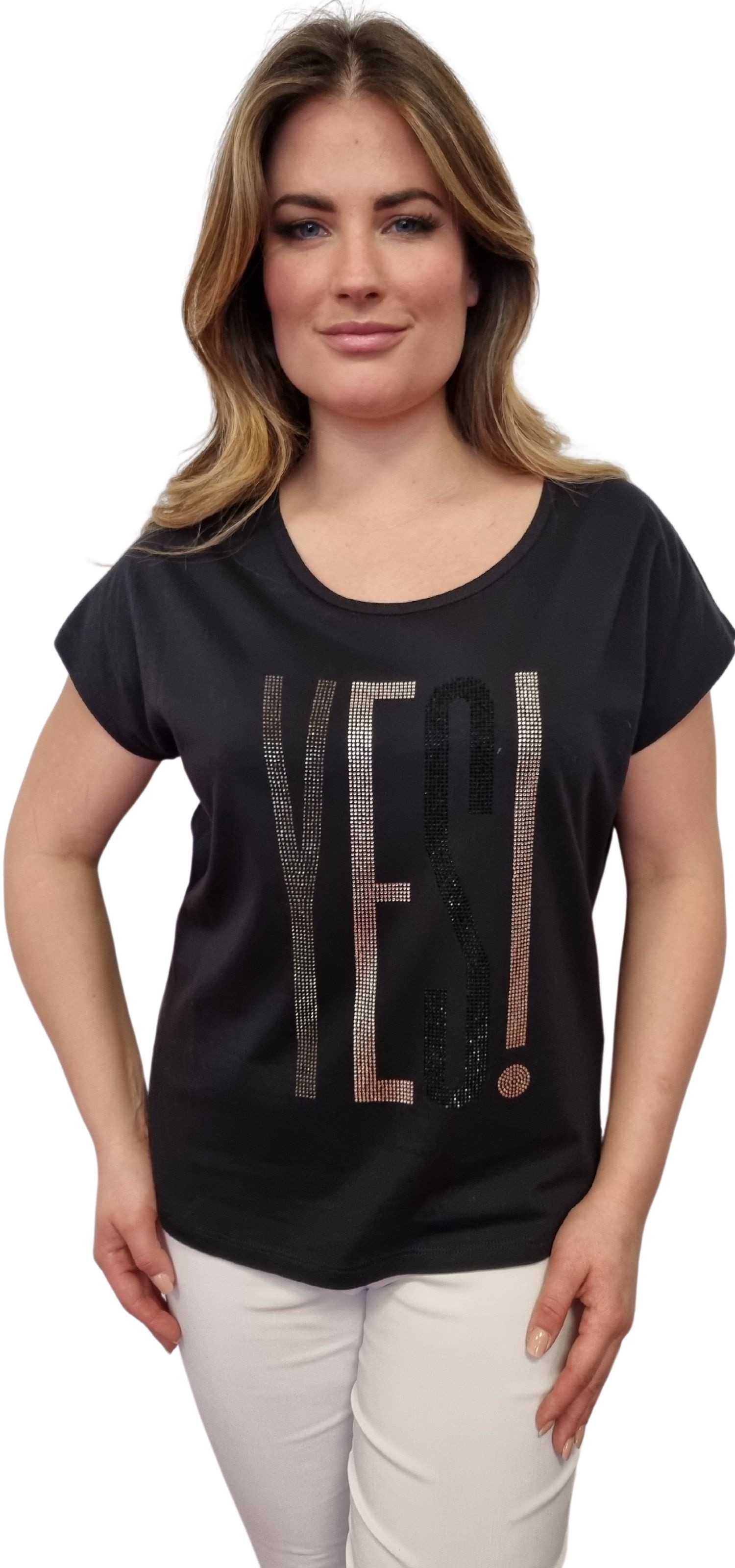 Gio Milano T-Shirt mit Statement-Print "YES" günstig online kaufen