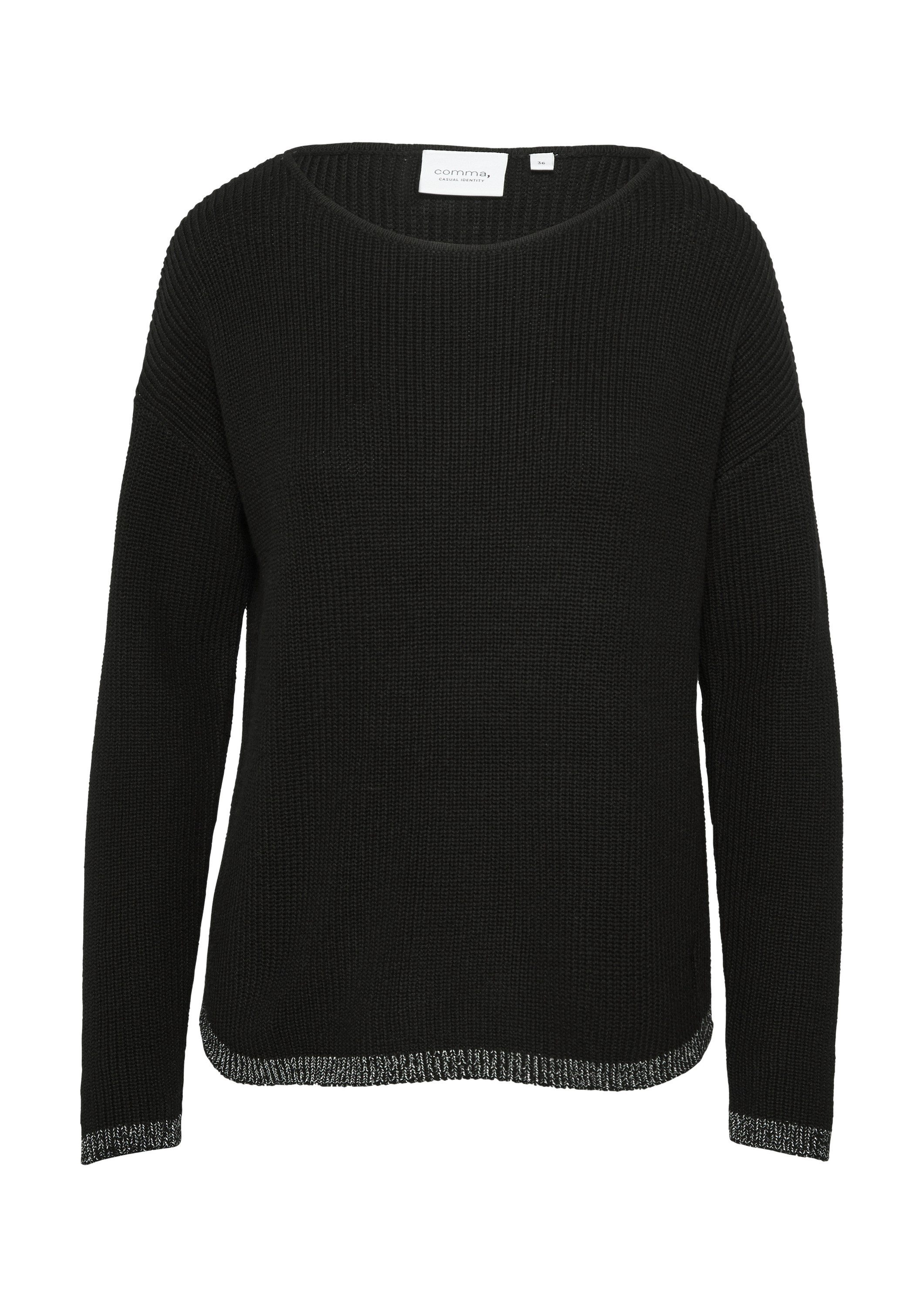 comma Longpullover Strickpullover Strickpullover mit Metallic-Garn-Details günstig online kaufen