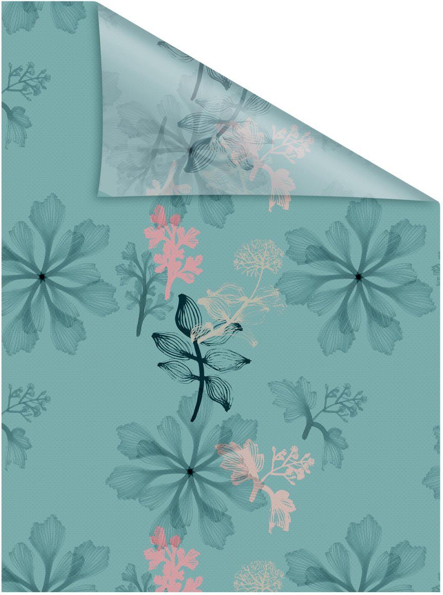 glatt ORIGINAL, Sichtschutz, Blau, Floral Fensterfolie Fensterfolie LICHTBLICK - Aqua blickdicht, selbstklebend,