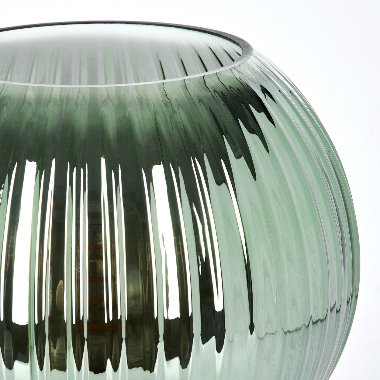 hofstein Tischleuchte Tischlampe aus Metall/Riffelglas in Schwarz/Grün, ohne Leuchtmittel, Leuchte im Retro/Vintage-Design mit Glasschirm (20 cm), 1 x E27