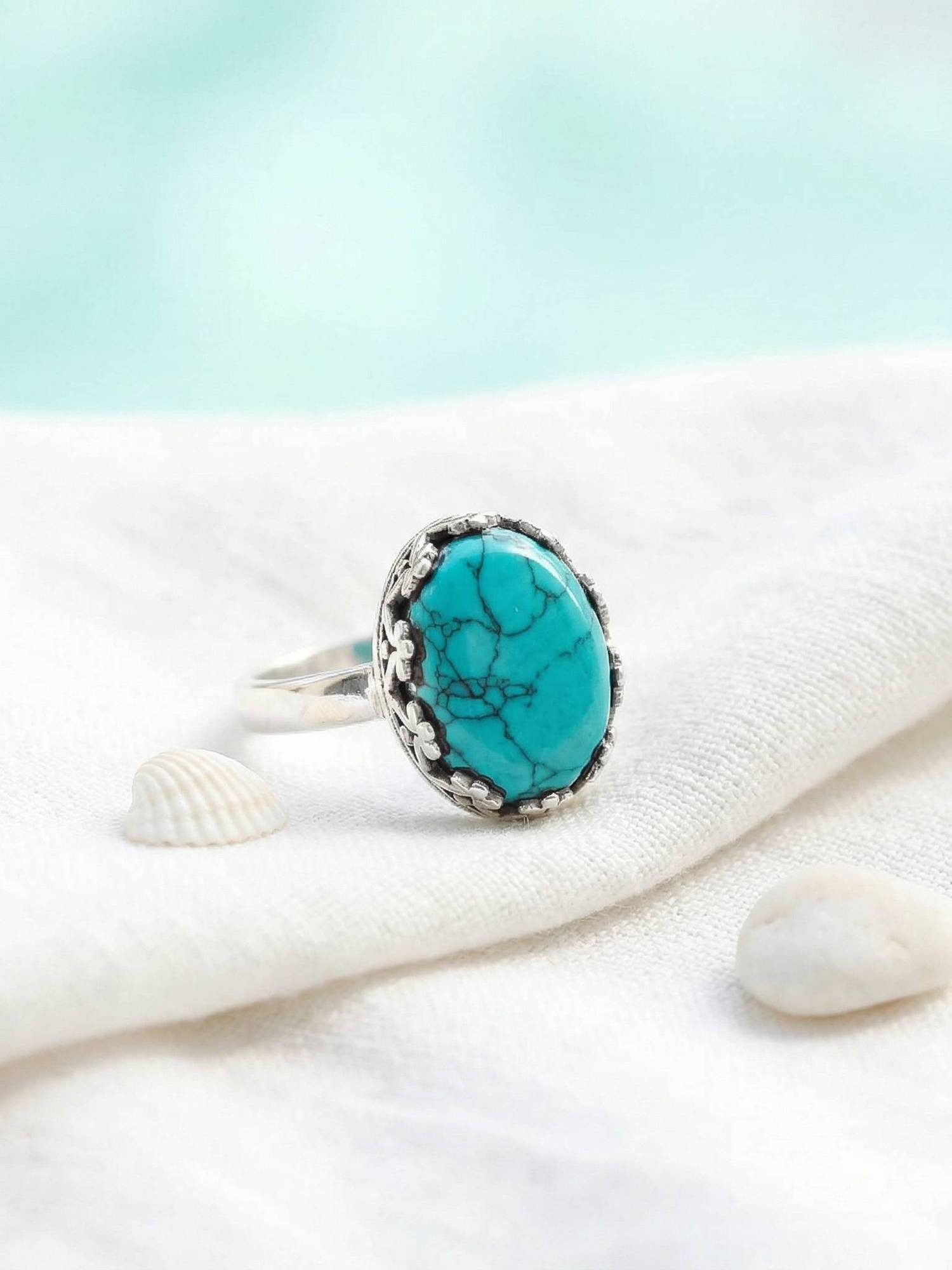 mantraroma Silberring NAPULO aus 925 Silber mit Türkis (Ring mit Schmuckbeu günstig online kaufen