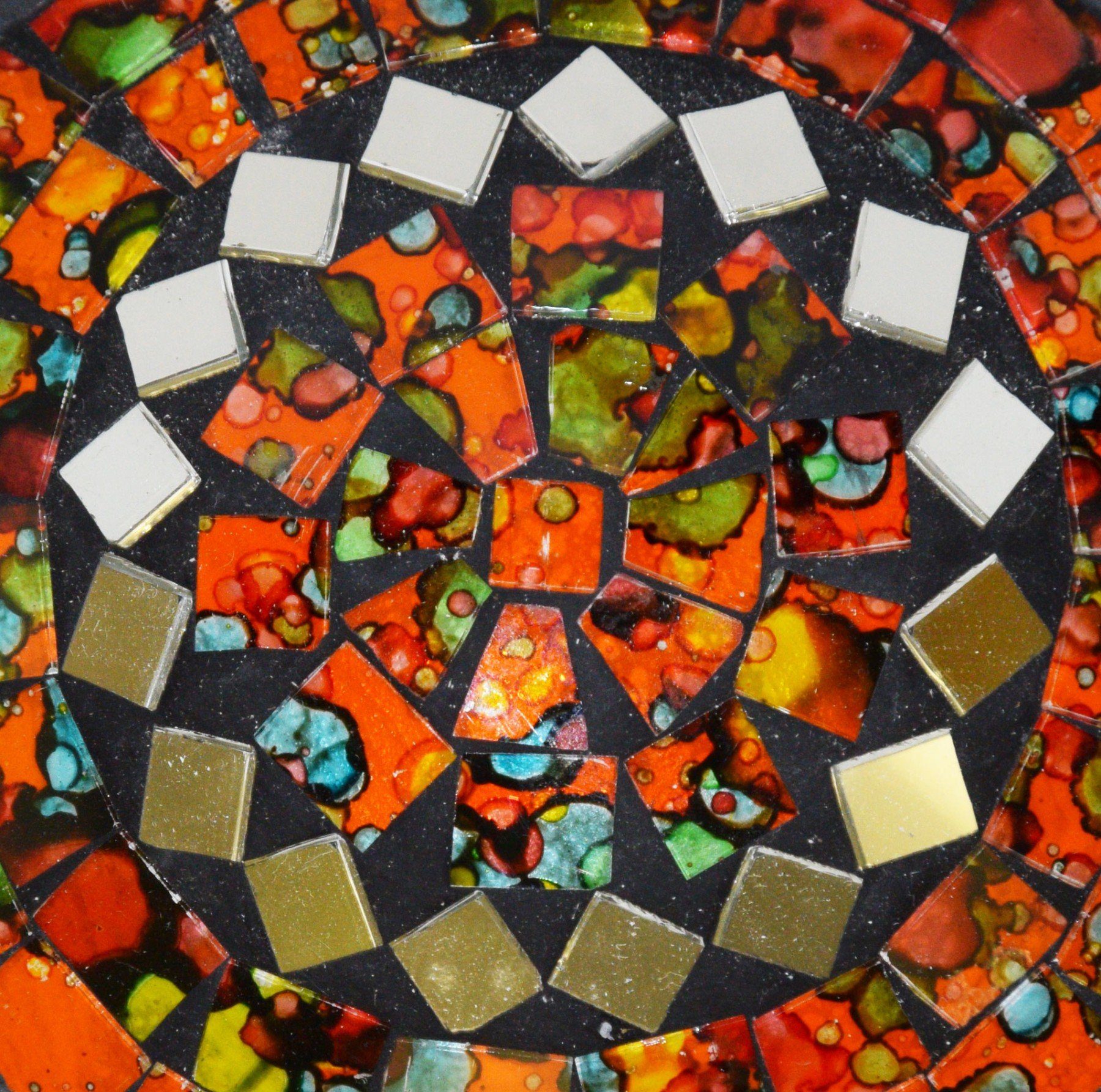SIMANDRA Dekoschale (1 Rund Stück) ø cm Spiegel Mosaik ca. Schale Orange 12 mit