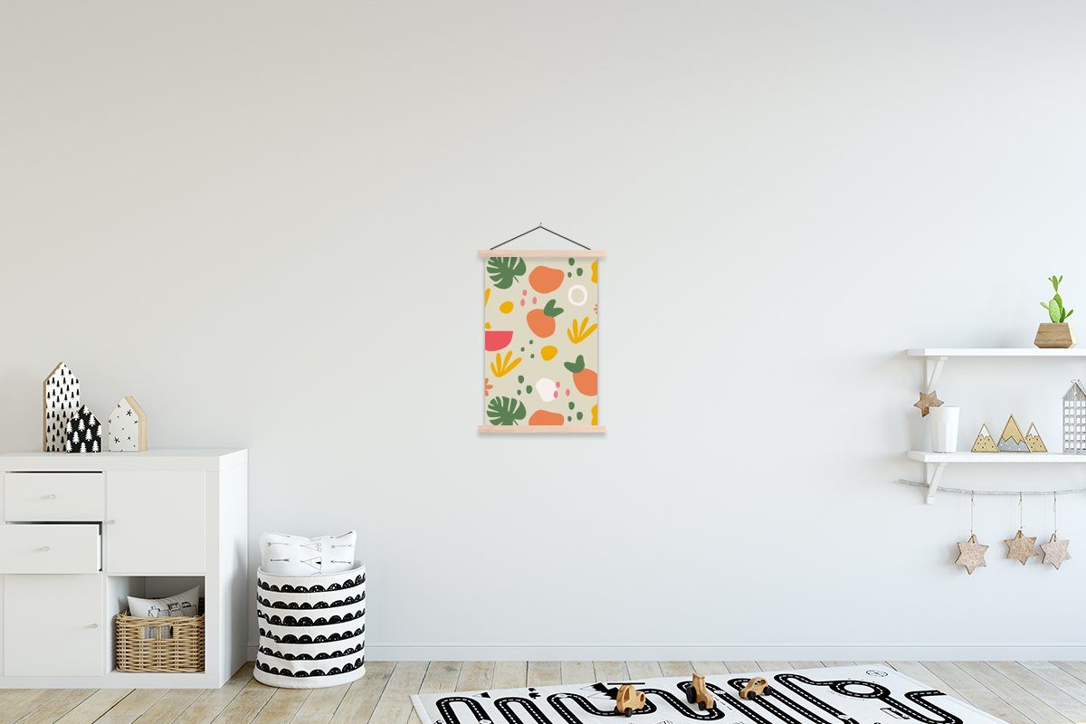 MuchoWow Poster Obst - Monstera - Gestaltung, (1 St), Posterleiste, Textilposter für Wohnzimmer, Bilderleiste, Magnetisch